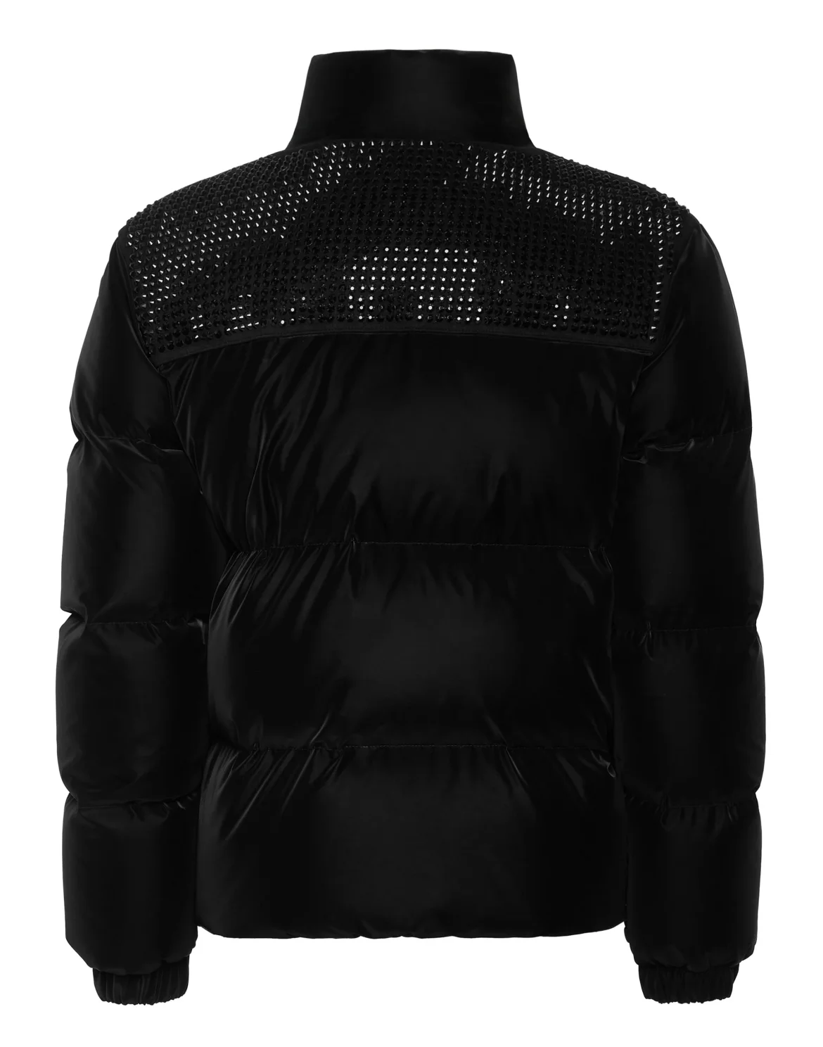 Nylon and Suede Puffer Jacket Strass, цвет: Черный