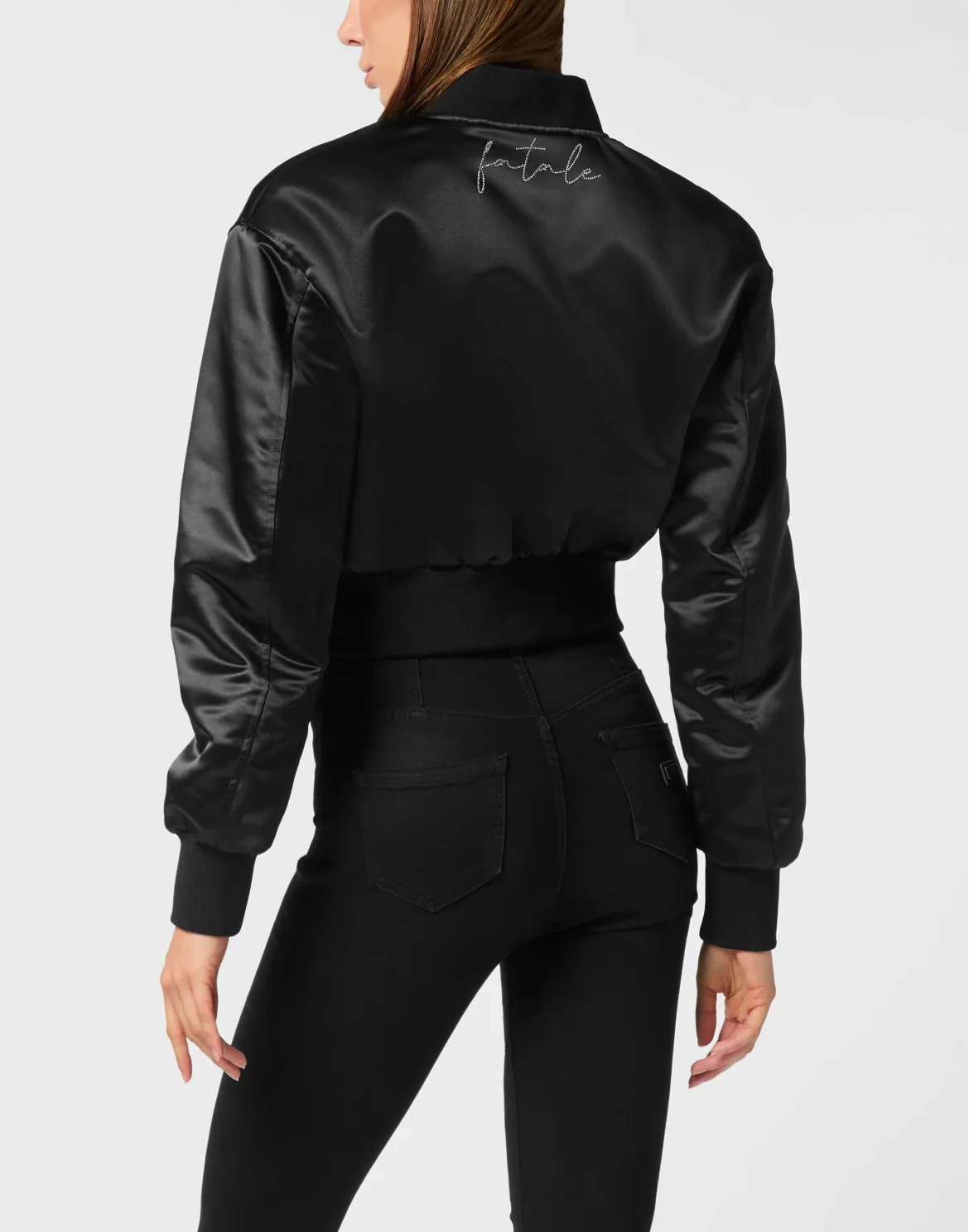 Nylon Cropped Bomber Fatale, цвет: Черный