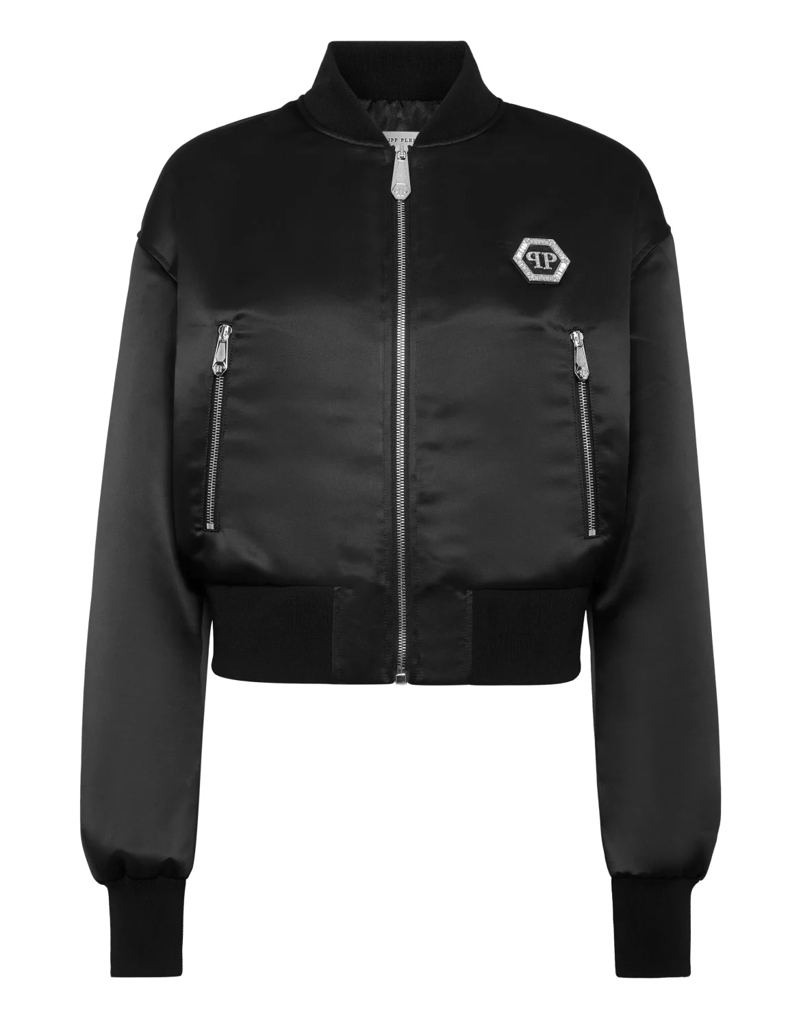 Nylon Cropped Bomber Fatale, цвет: Черный
