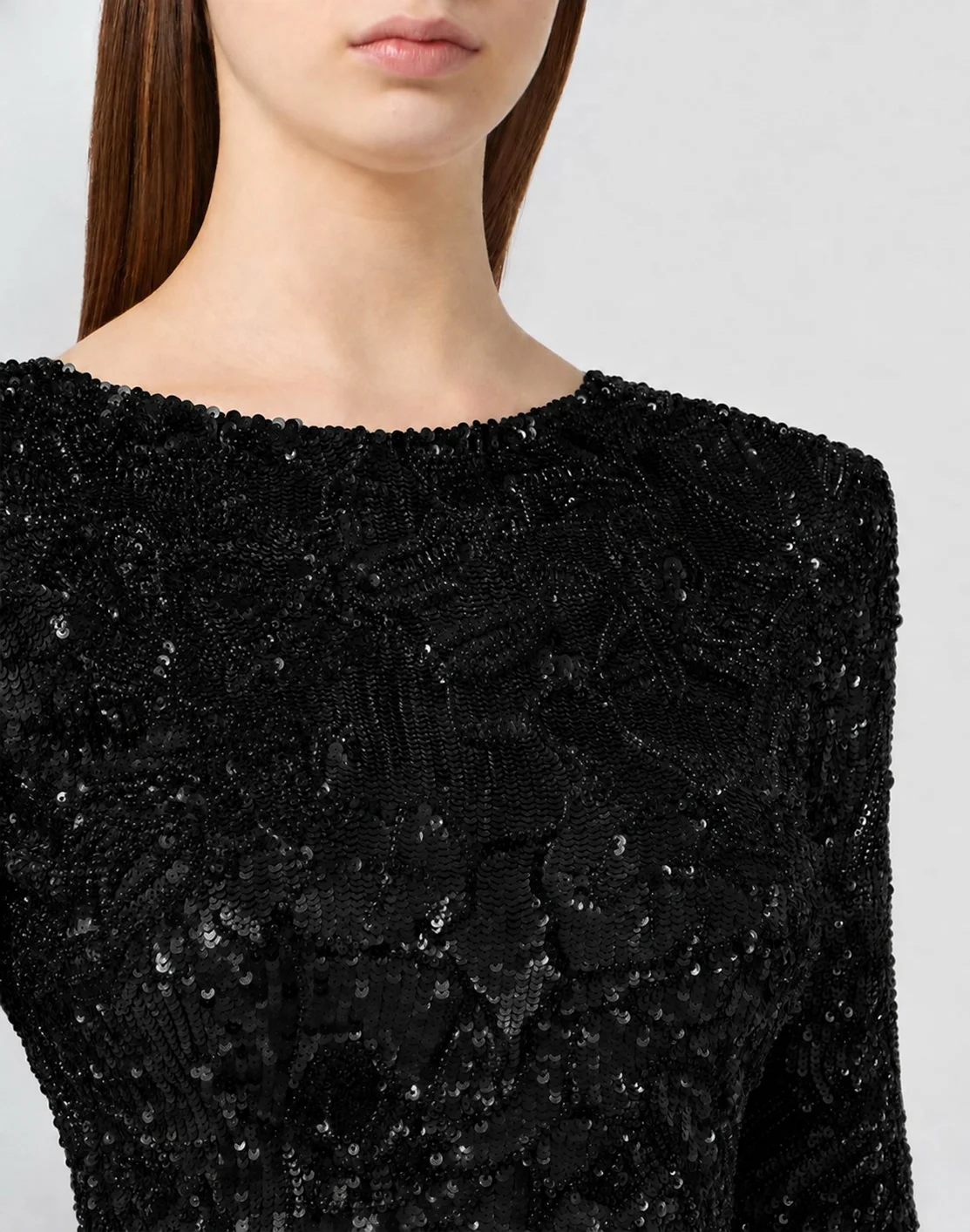 Embroidered Long-Sleeved Mini Dress Crystal Skull, цвет: Черный
