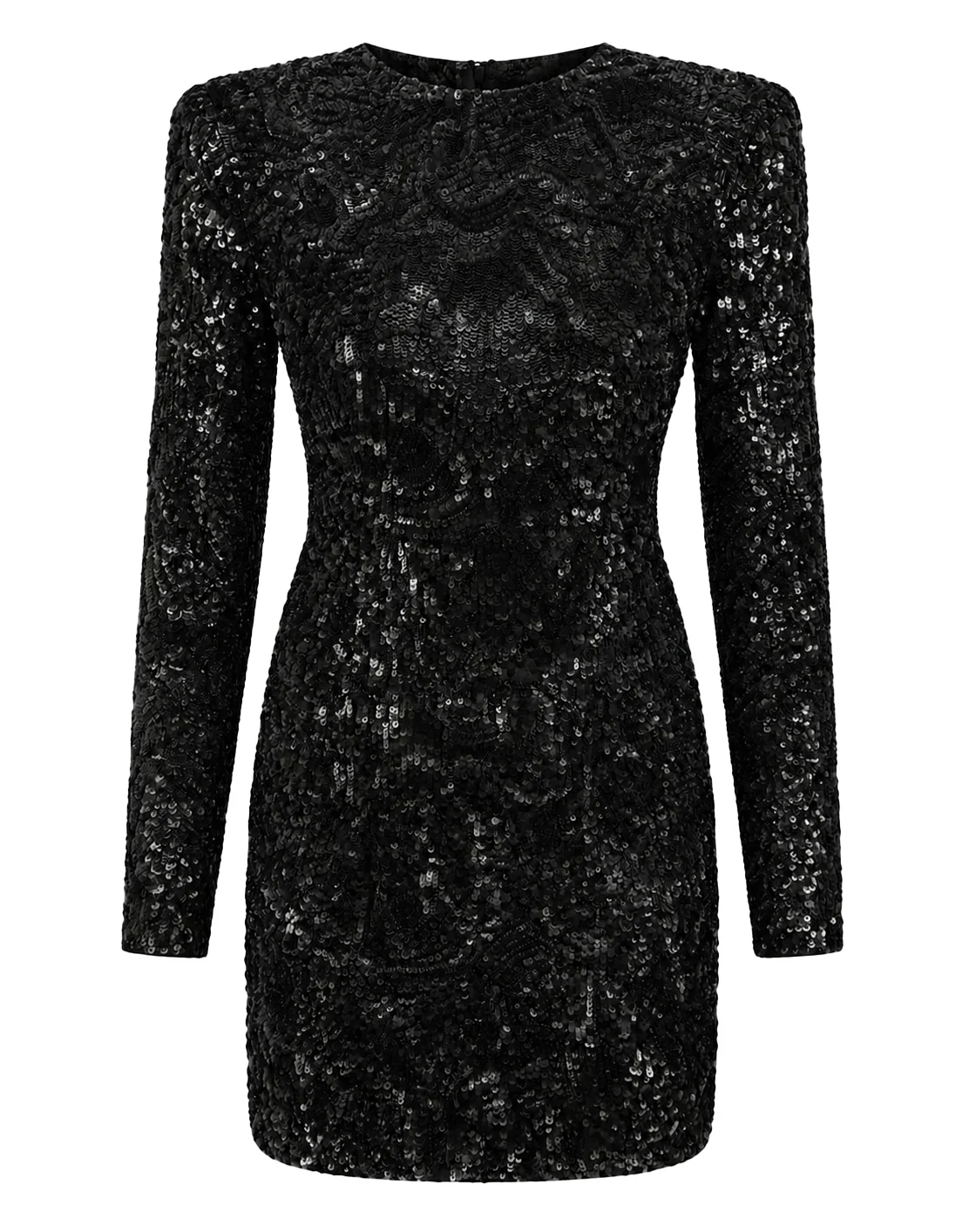 Embroidered Long-Sleeved Mini Dress Crystal Skull, цвет: Черный