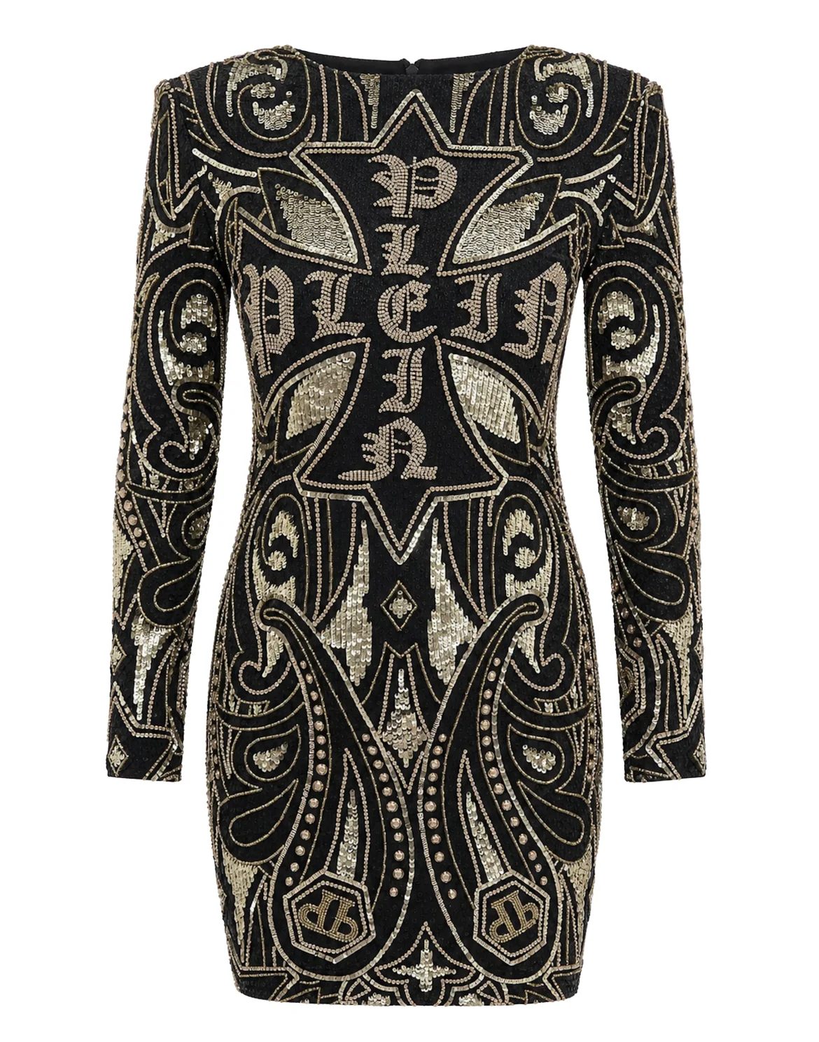 Open Back Mini Dress Paisley, цвет: Черный