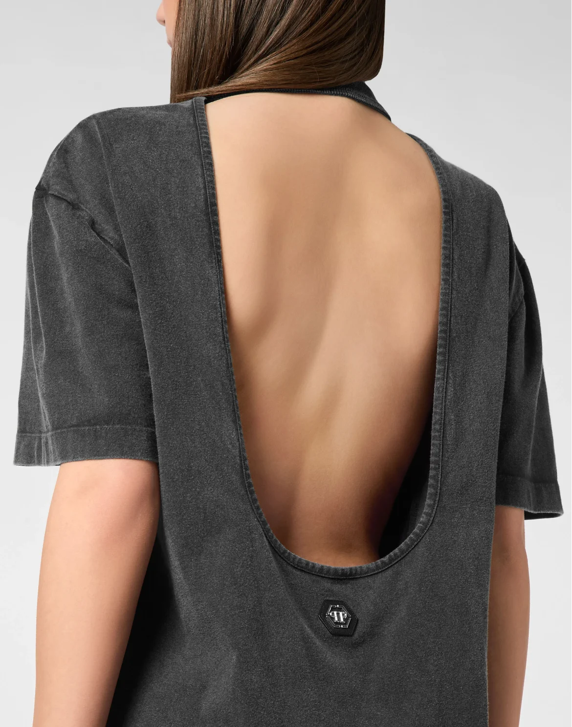 Open Back T-Shirt Dress Love Plein, цвет: Черный