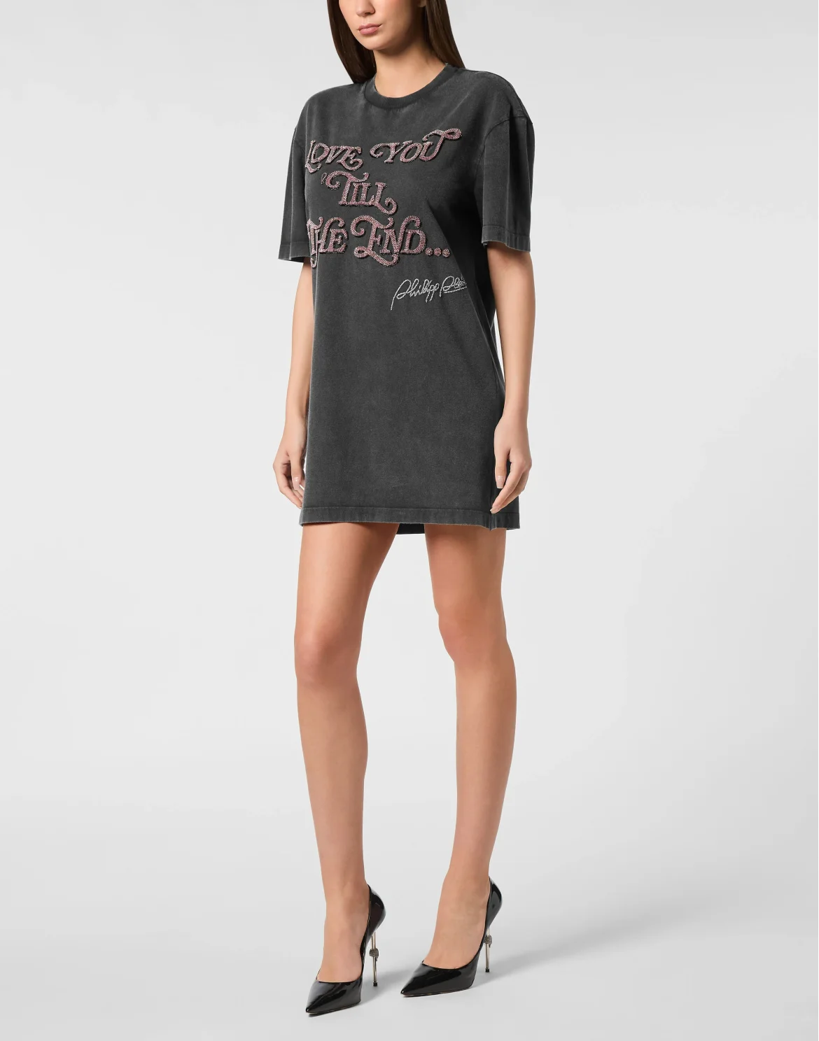 Open Back T-Shirt Dress Love Plein, цвет: Черный