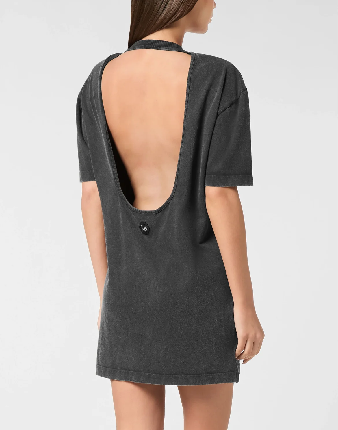 Open Back T-Shirt Dress Love Plein, цвет: Черный