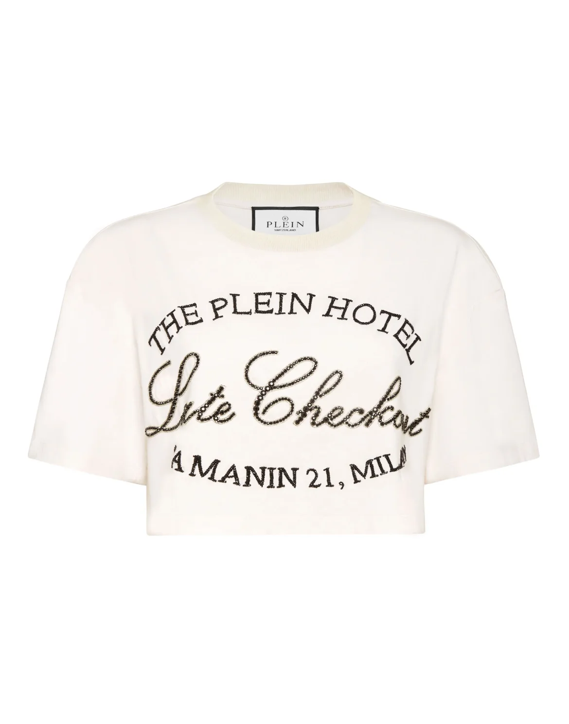 Cropped T-Shirt Late Checkout Crystal, цвет: Бежевый