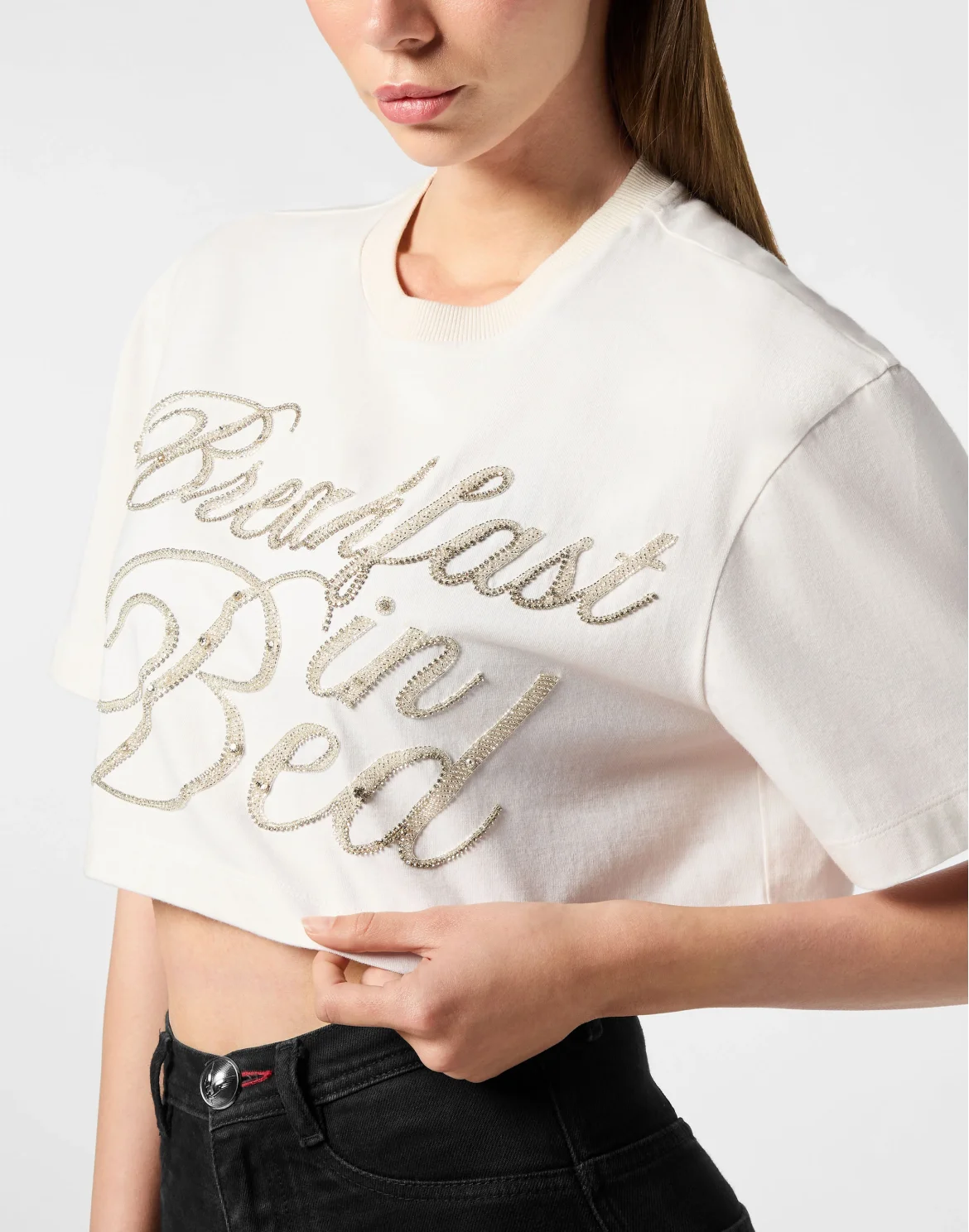 Cropped T-Shirt Breakfast in Bed Crystal, цвет: Бежевый