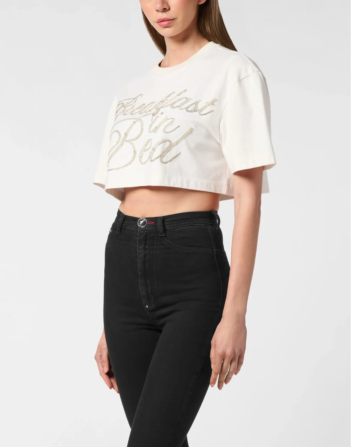 Cropped T-Shirt Breakfast in Bed Crystal, цвет: Бежевый