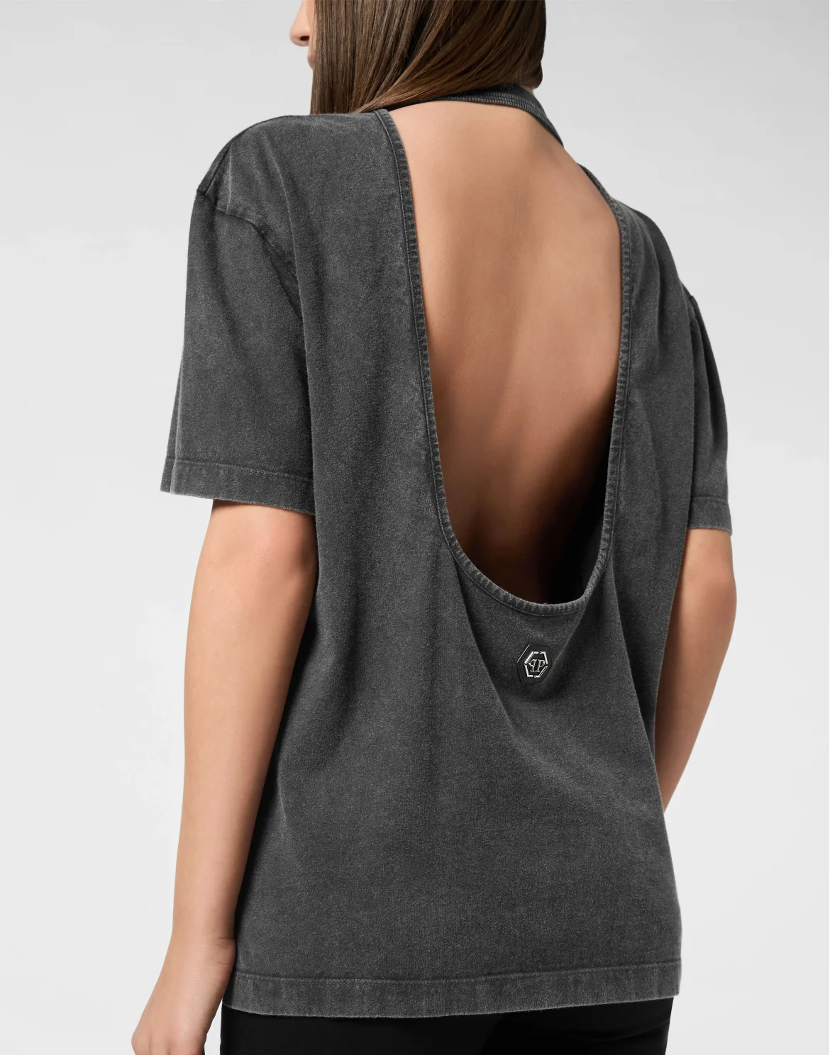 Open Back Man Fit T-Shirt Love Plein, цвет: Черный