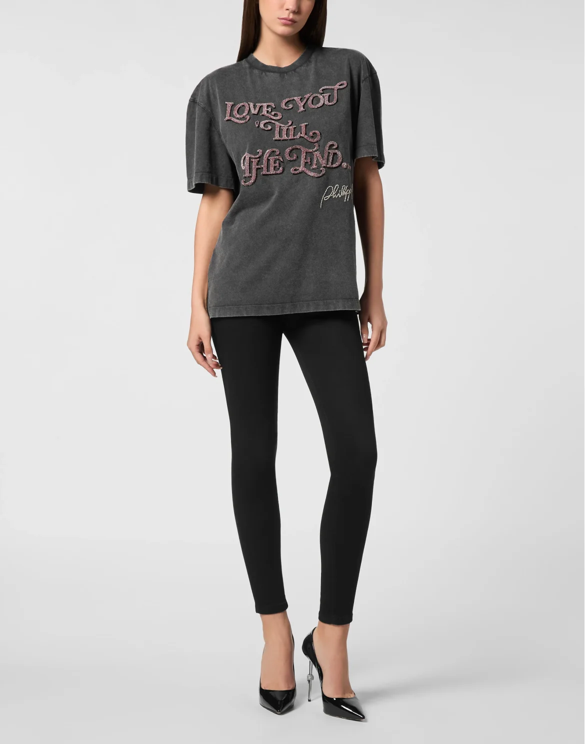 Open Back Man Fit T-Shirt Love Plein, цвет: Черный