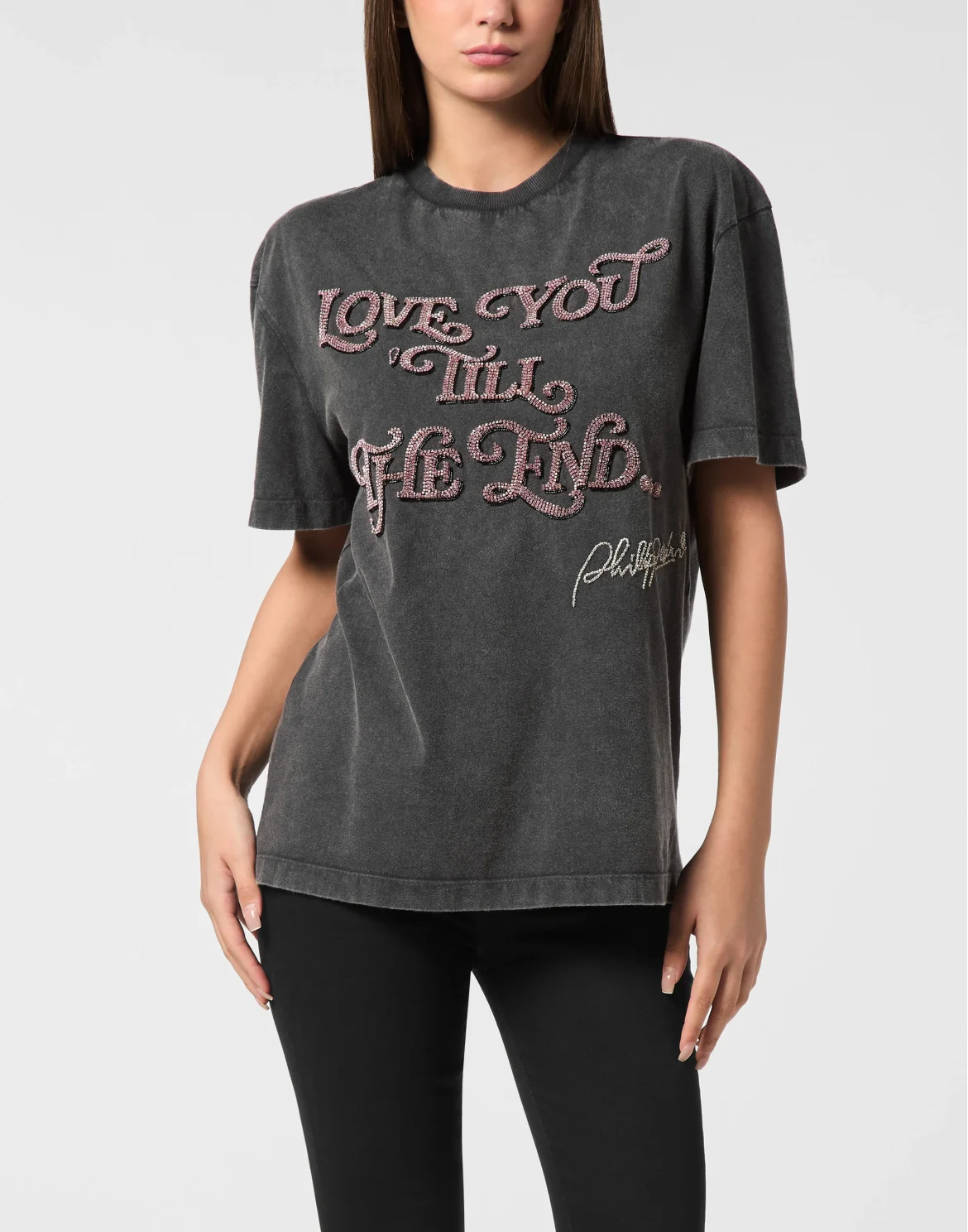 Open Back Man Fit T-Shirt Love Plein, цвет: Черный