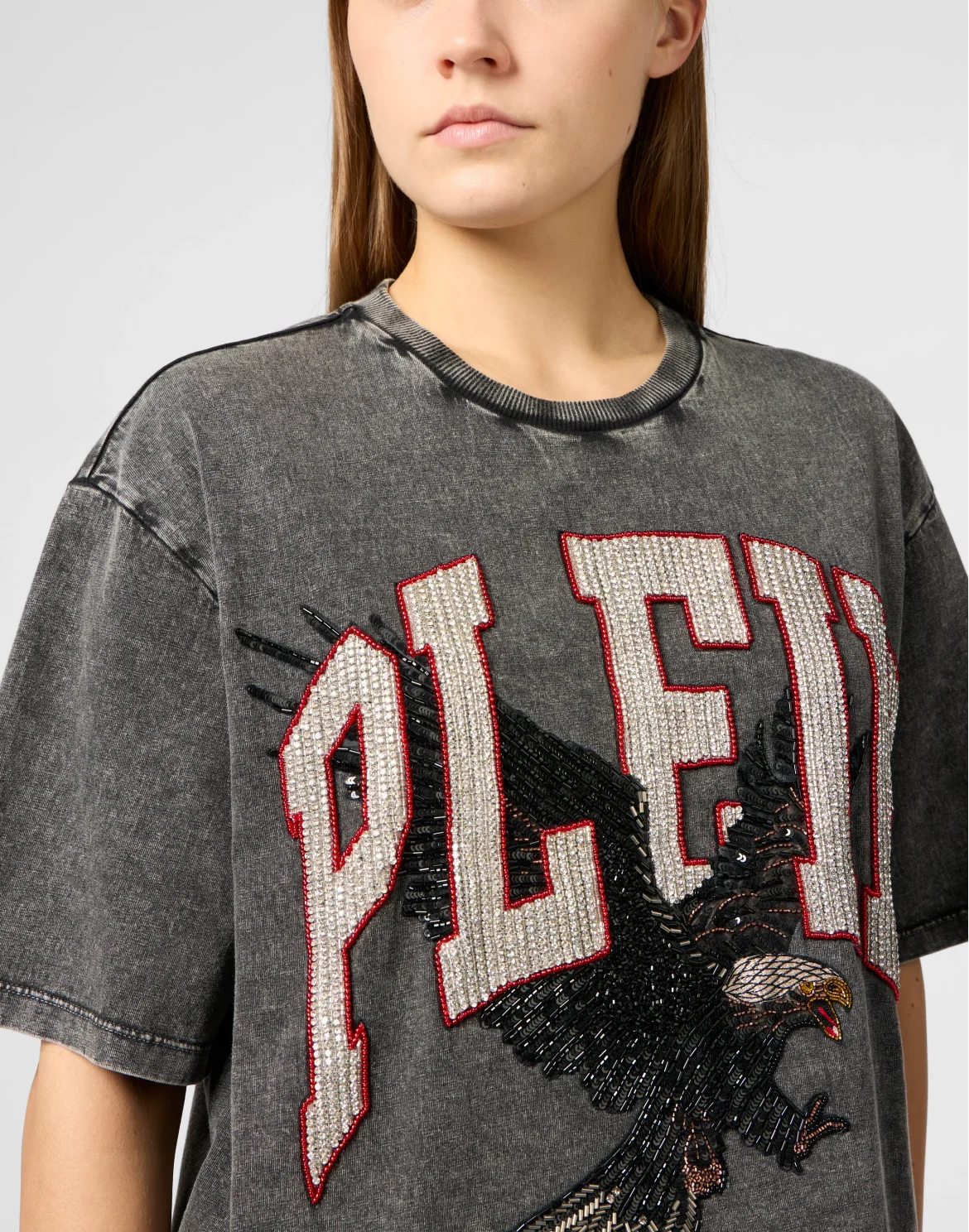 Cropped T-Shirt Plein Eagle, цвет: Черный