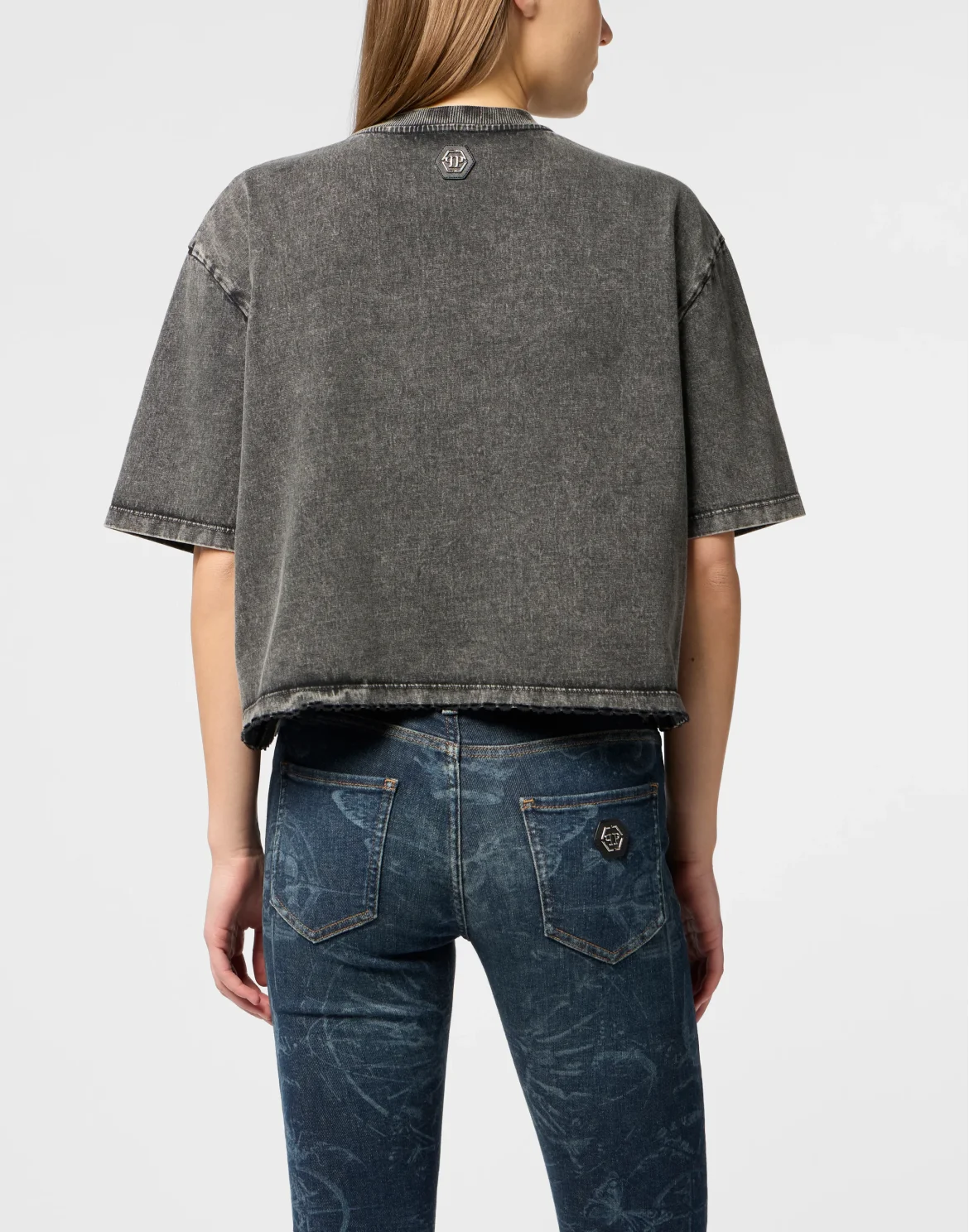 Cropped T-Shirt Plein Eagle, цвет: Черный