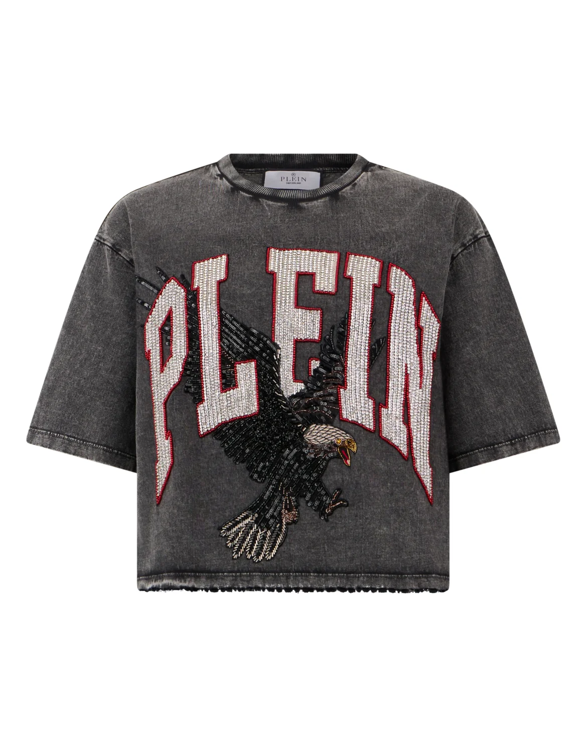 Cropped T-Shirt Plein Eagle, цвет: Черный