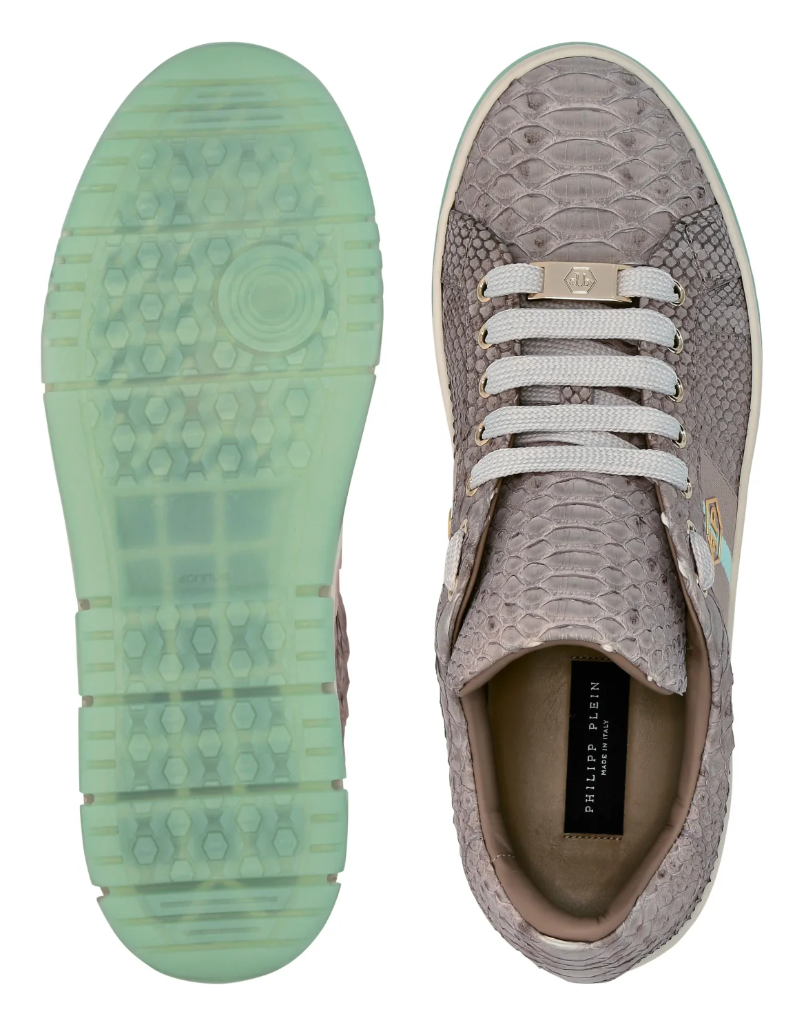 Python Leather Low Top Sneakers Stripes Stripes, цвет: Голубой