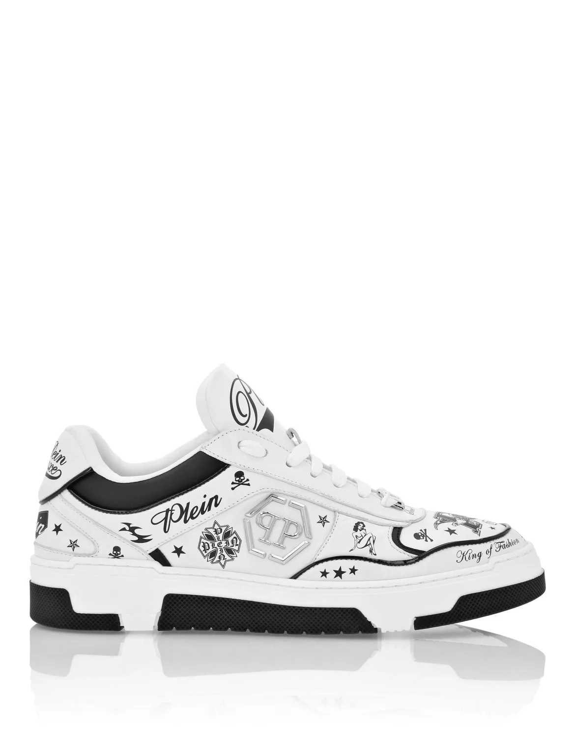 Nappa Leather Low Top Sneakers All-Over Plein, цвет: Белый