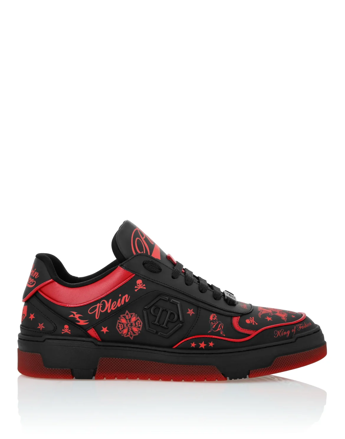 Nappa Leather Low Top Sneakers All-Over Plein, цвет: Черный