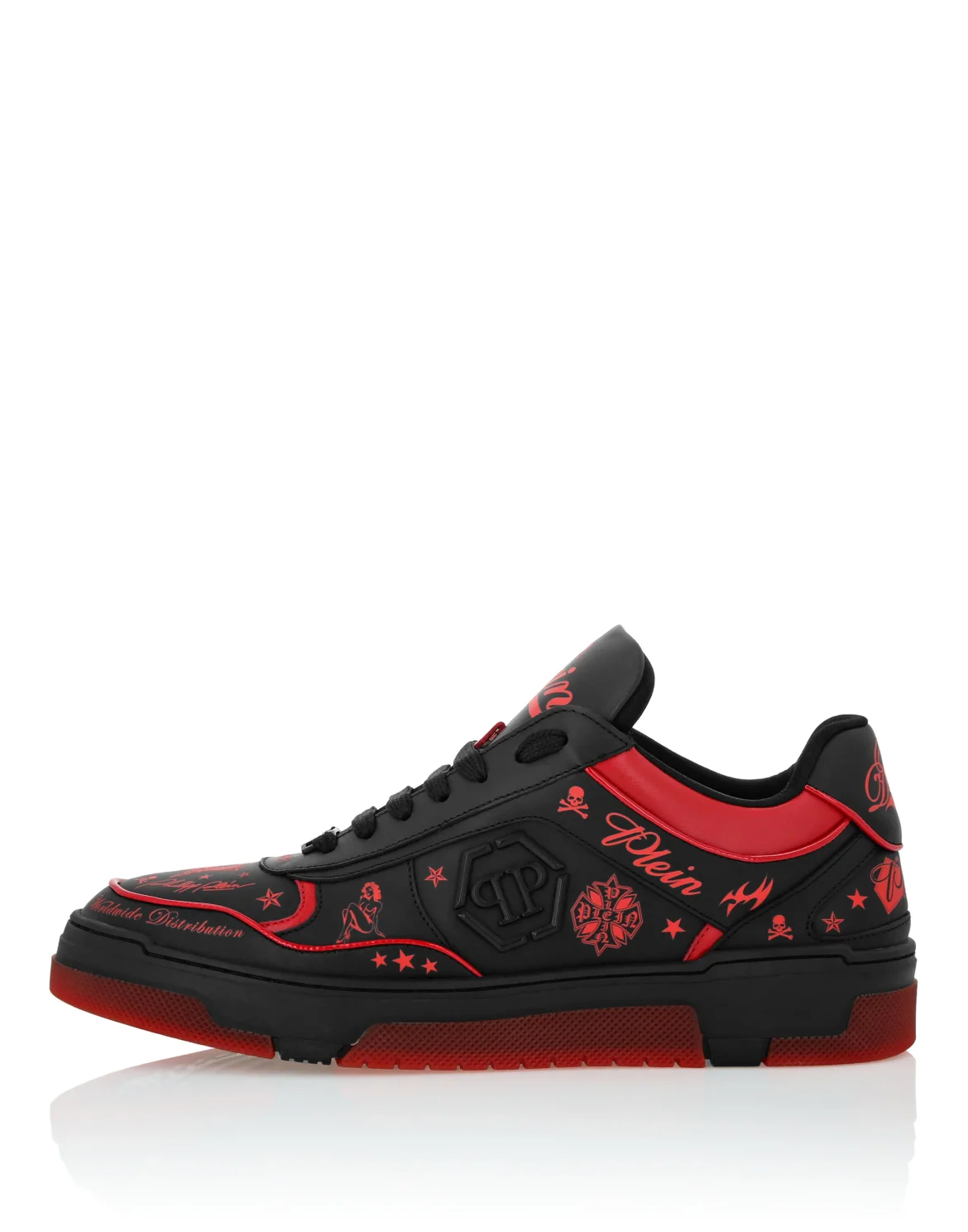 Nappa Leather Low Top Sneakers All-Over Plein, цвет: Черный