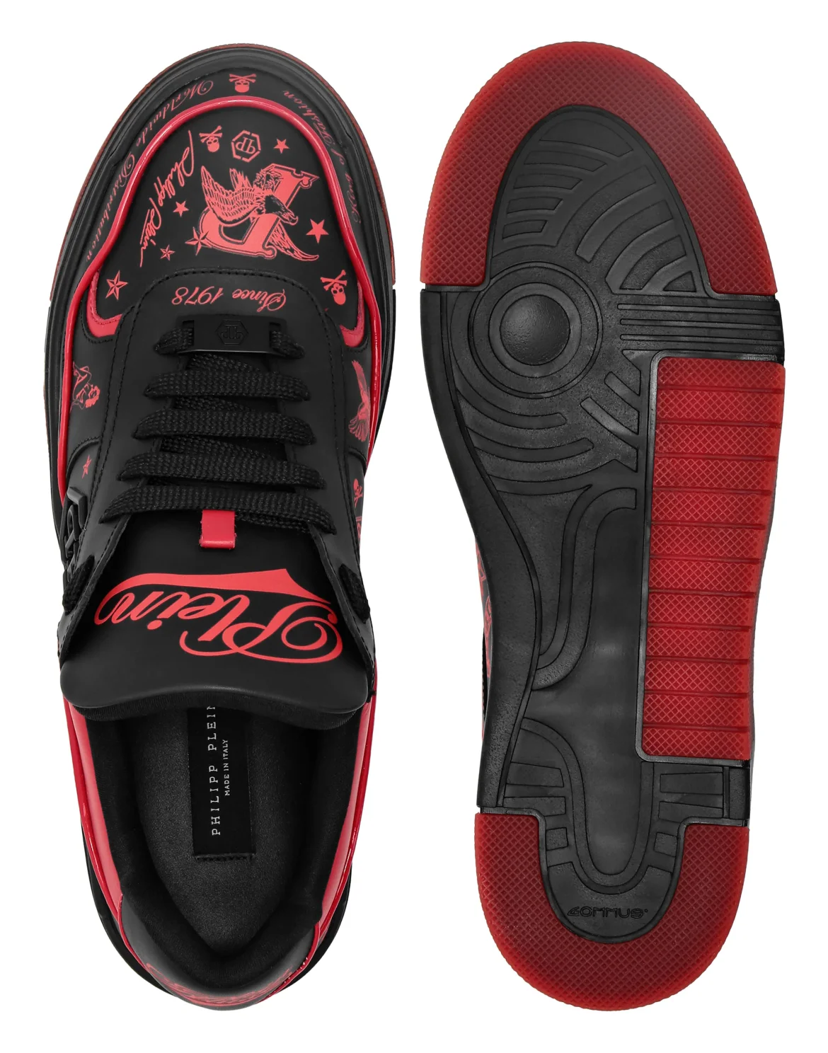 Nappa Leather Low Top Sneakers All-Over Plein, цвет: Черный