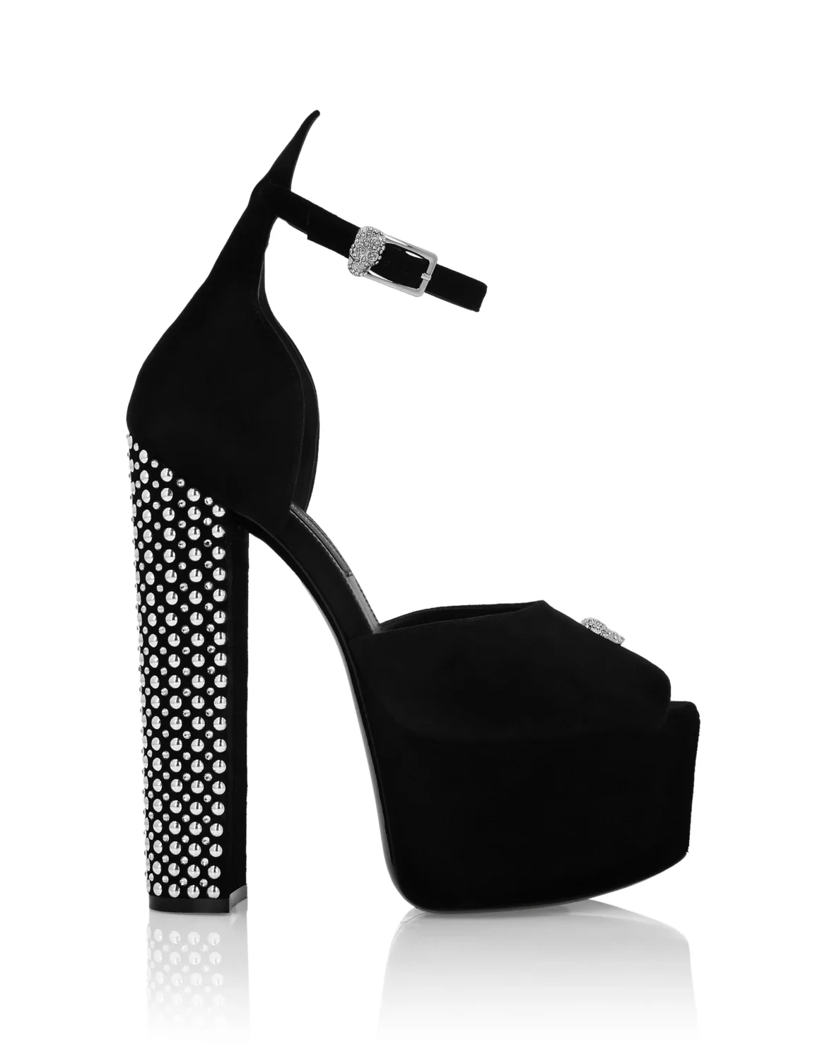 High Heel Platform Sandals Studs and Strass, цвет: Черный
