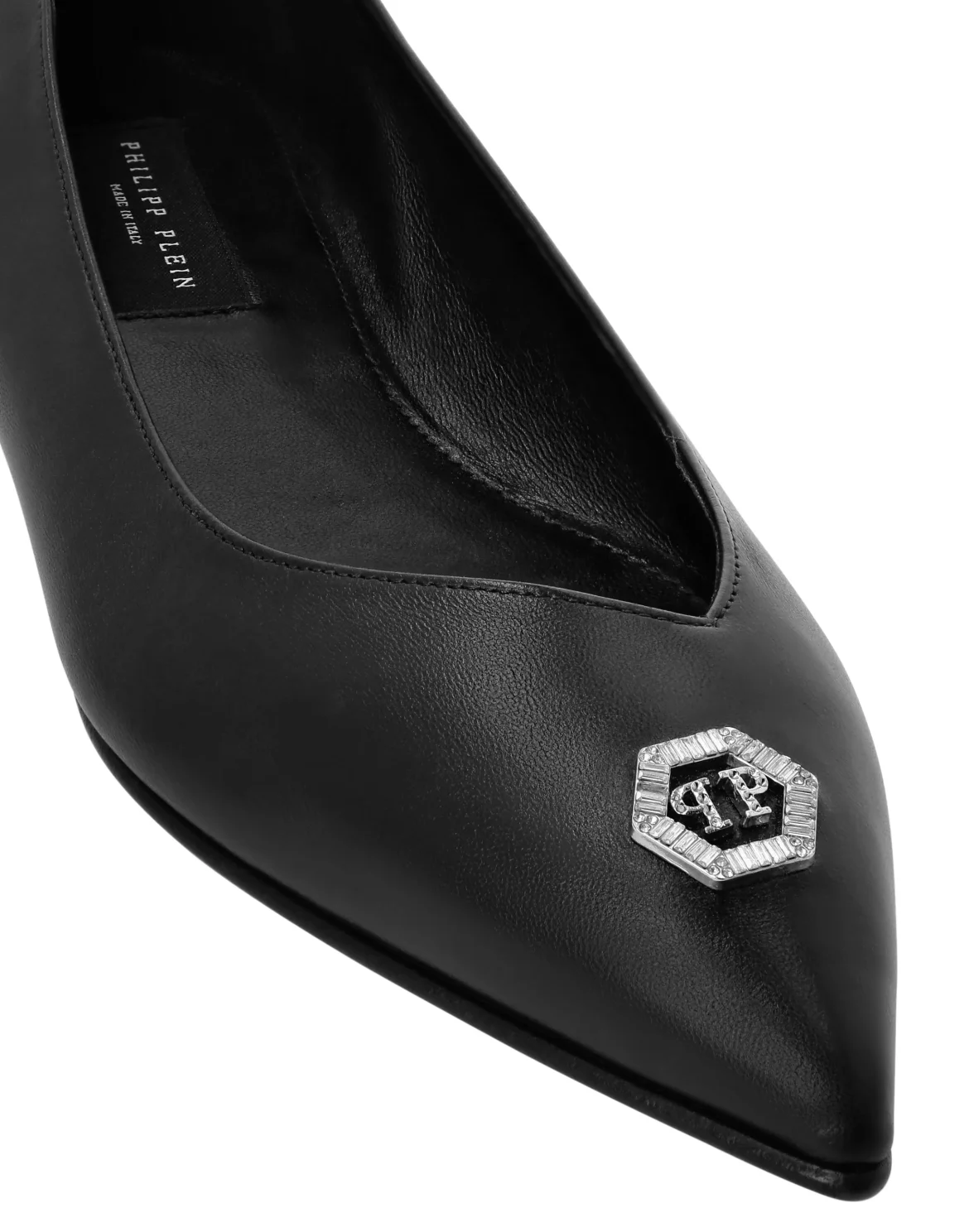 Nappa Leather Ballerina Flats Crystal Fatale, цвет: Черный