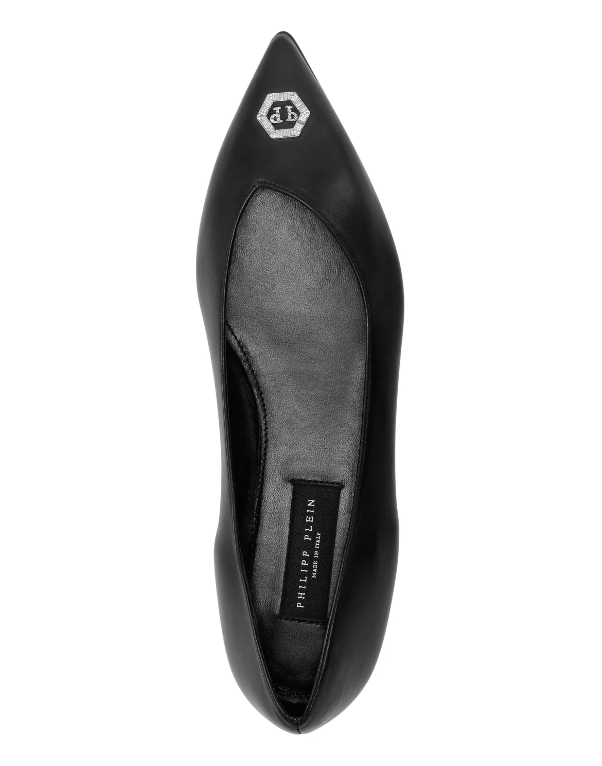 Nappa Leather Ballerina Flats Crystal Fatale, цвет: Черный