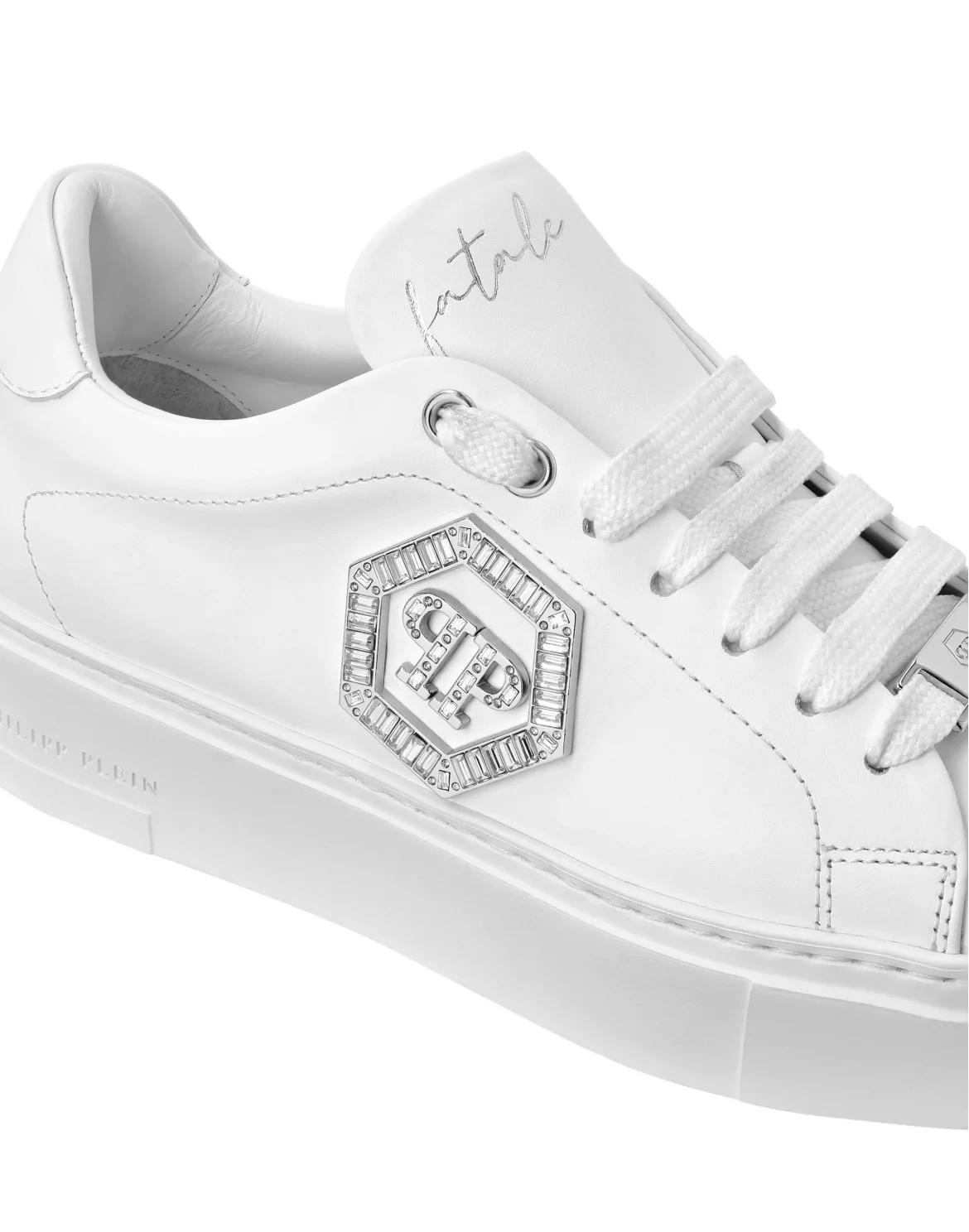 Nappa Leather Low Top Sneakers Crystal Fatale, цвет: Белый