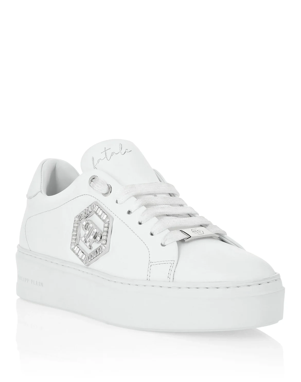 Nappa Leather Low Top Sneakers Crystal Fatale, цвет: Белый