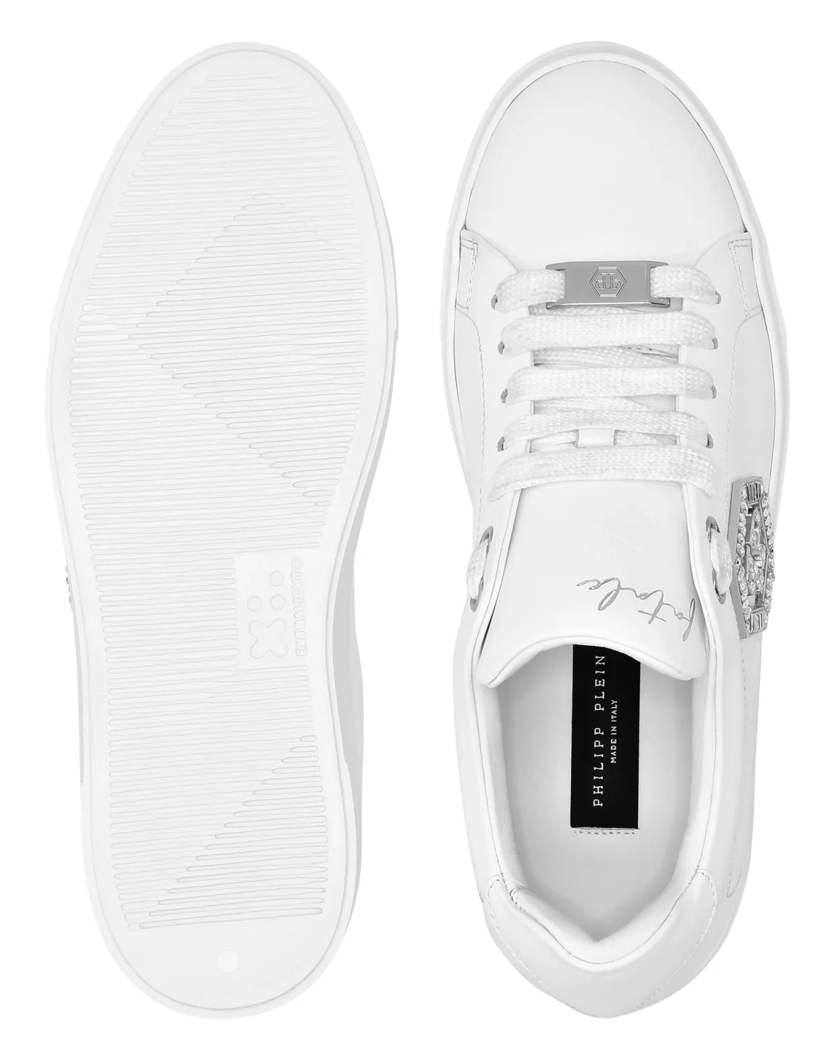 Nappa Leather Low Top Sneakers Crystal Fatale, цвет: Белый