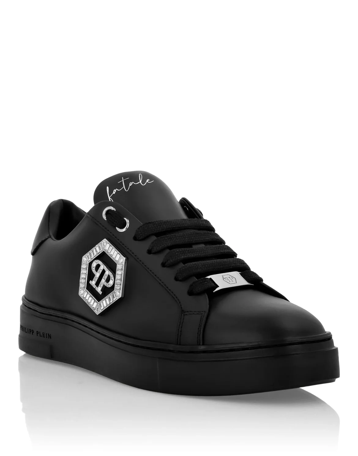 Nappa Leather Low Top Sneakers Crystal Fatale, цвет: Черный