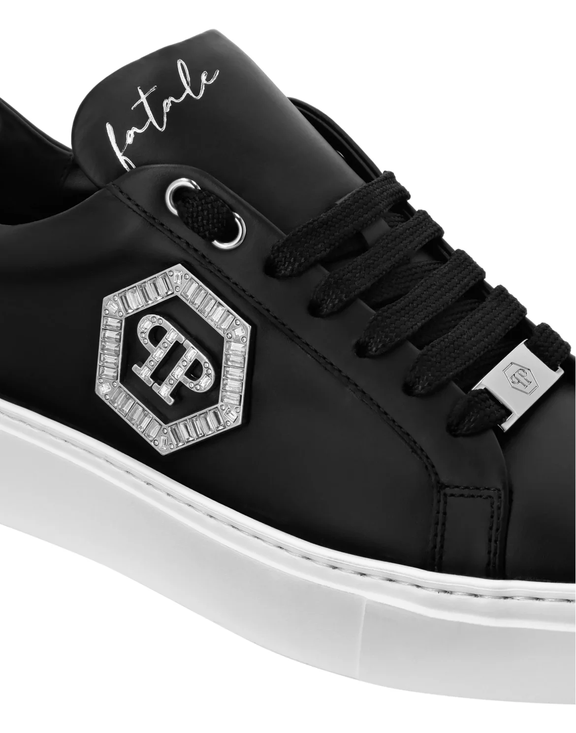 Nappa Leather Low Top Sneakers Crystal Fatale, цвет: Черный
