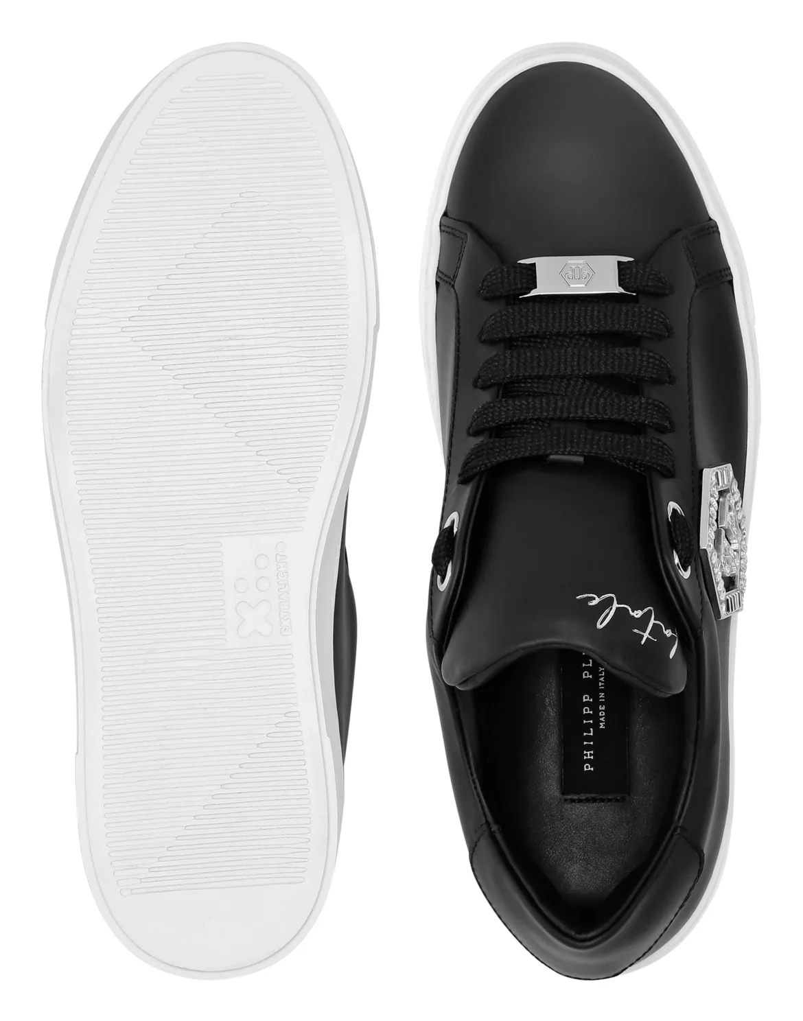 Nappa Leather Low Top Sneakers Crystal Fatale, цвет: Черный