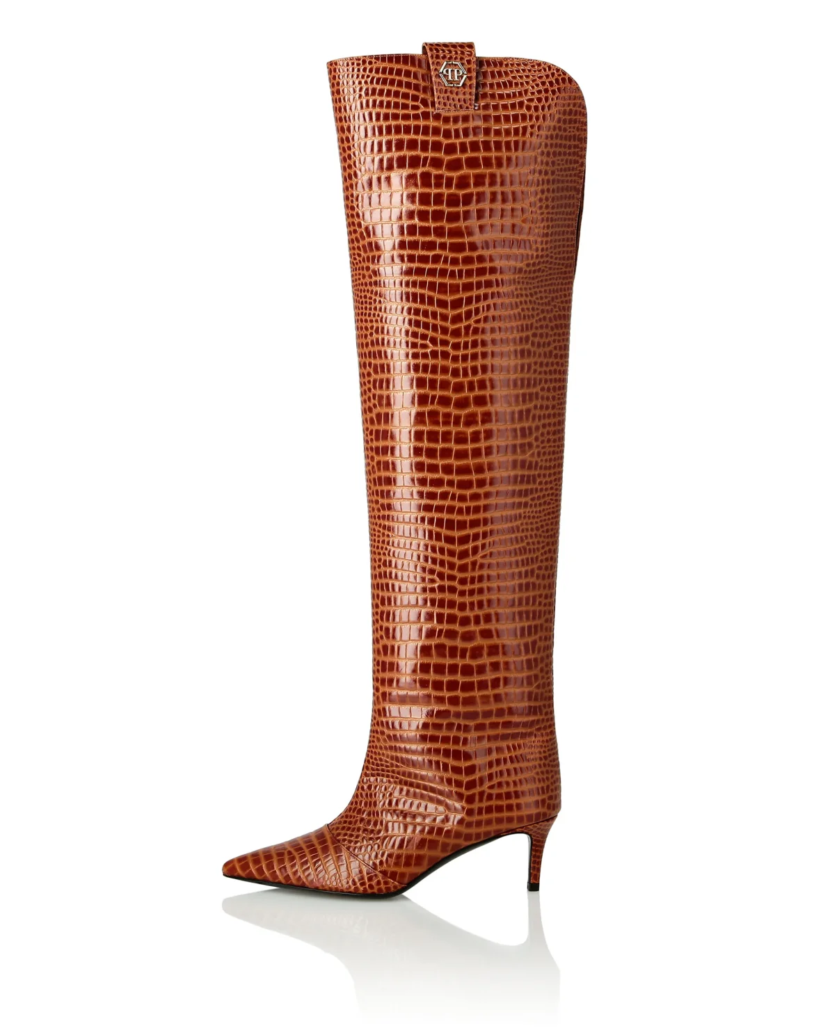 Low-Heel Overknee Boots Cocco Print, цвет: Коричневый