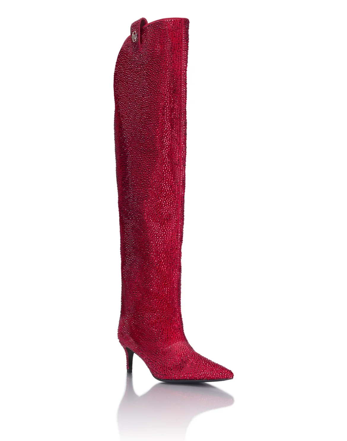 Low-Heel Overknee Boots Mixed Strass 6, цвет: Красный