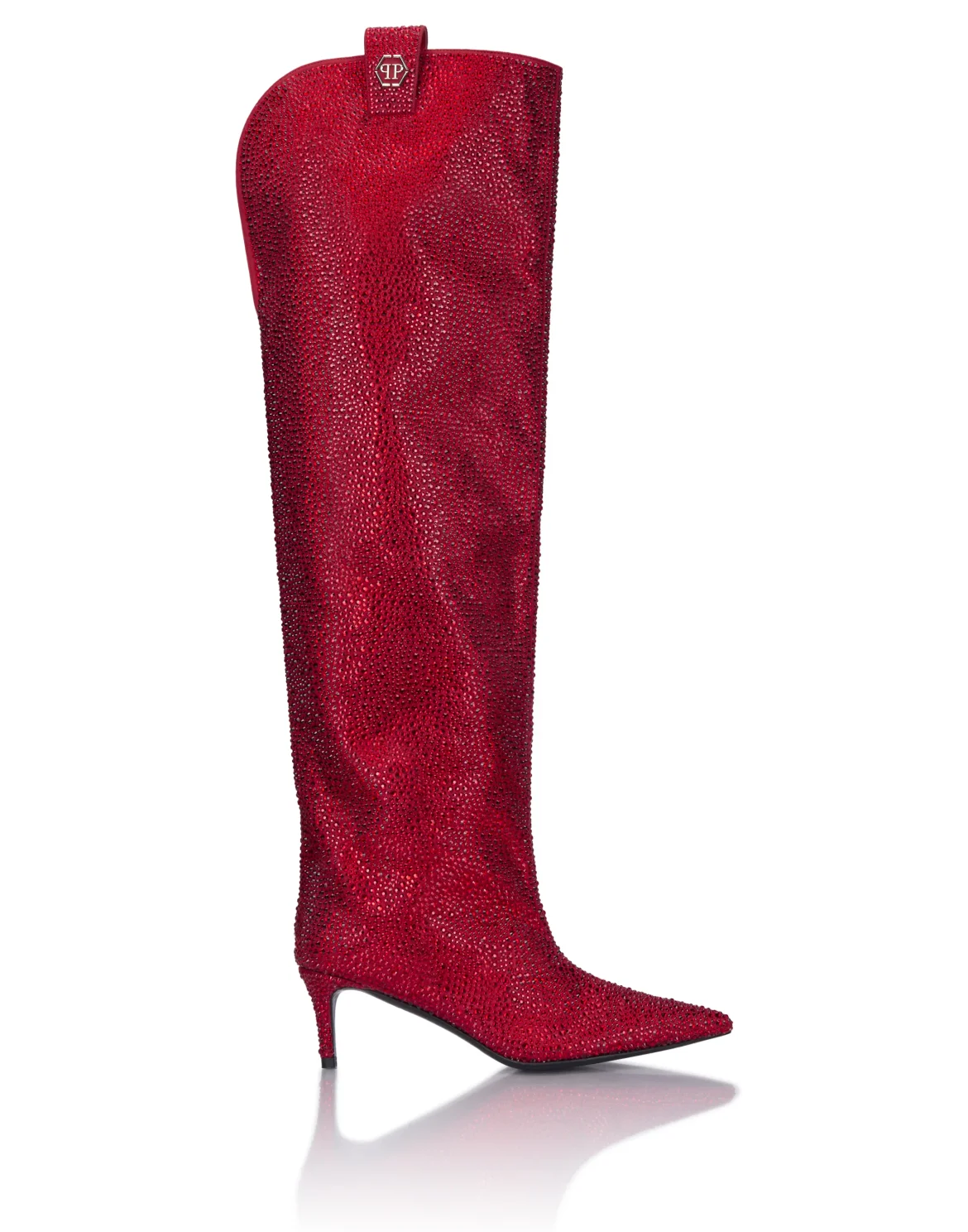 Low-Heel Overknee Boots Mixed Strass 6, цвет: Красный