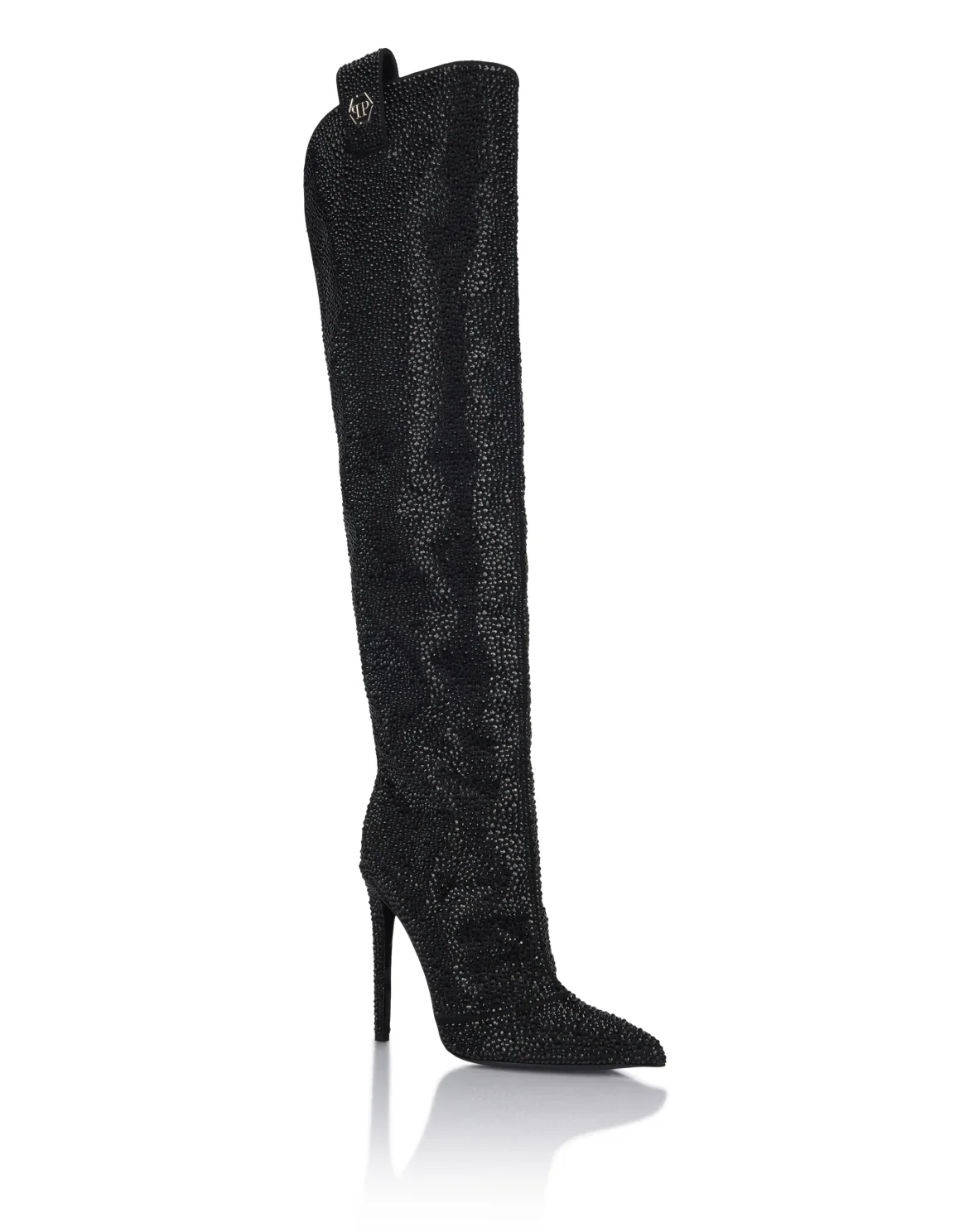 High-Heel High Boots Mixed Strass Hexagon, цвет: Черный