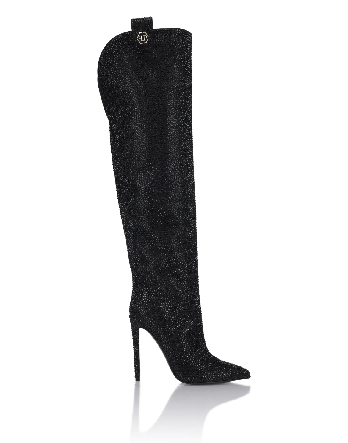 High-Heel High Boots Mixed Strass Hexagon, цвет: Черный