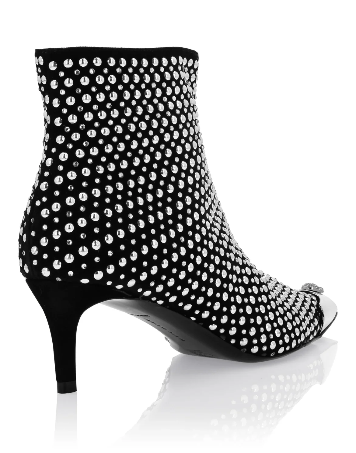 Low Heel Ankle Boots Studs and Strass Skull, цвет: Черный