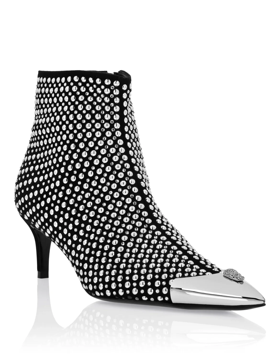 Low Heel Ankle Boots Studs and Strass Skull, цвет: Черный