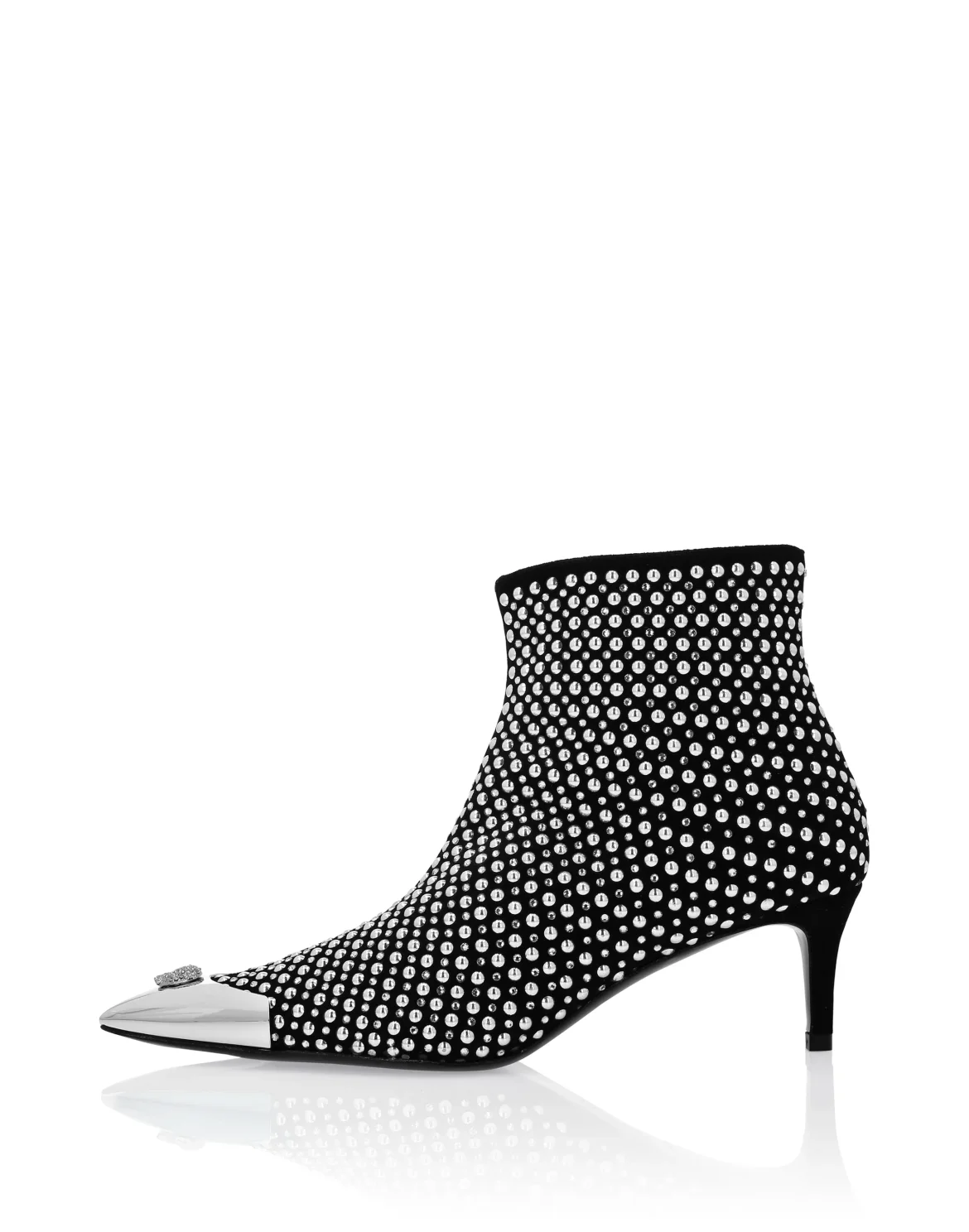 Low Heel Ankle Boots Studs and Strass Skull, цвет: Черный