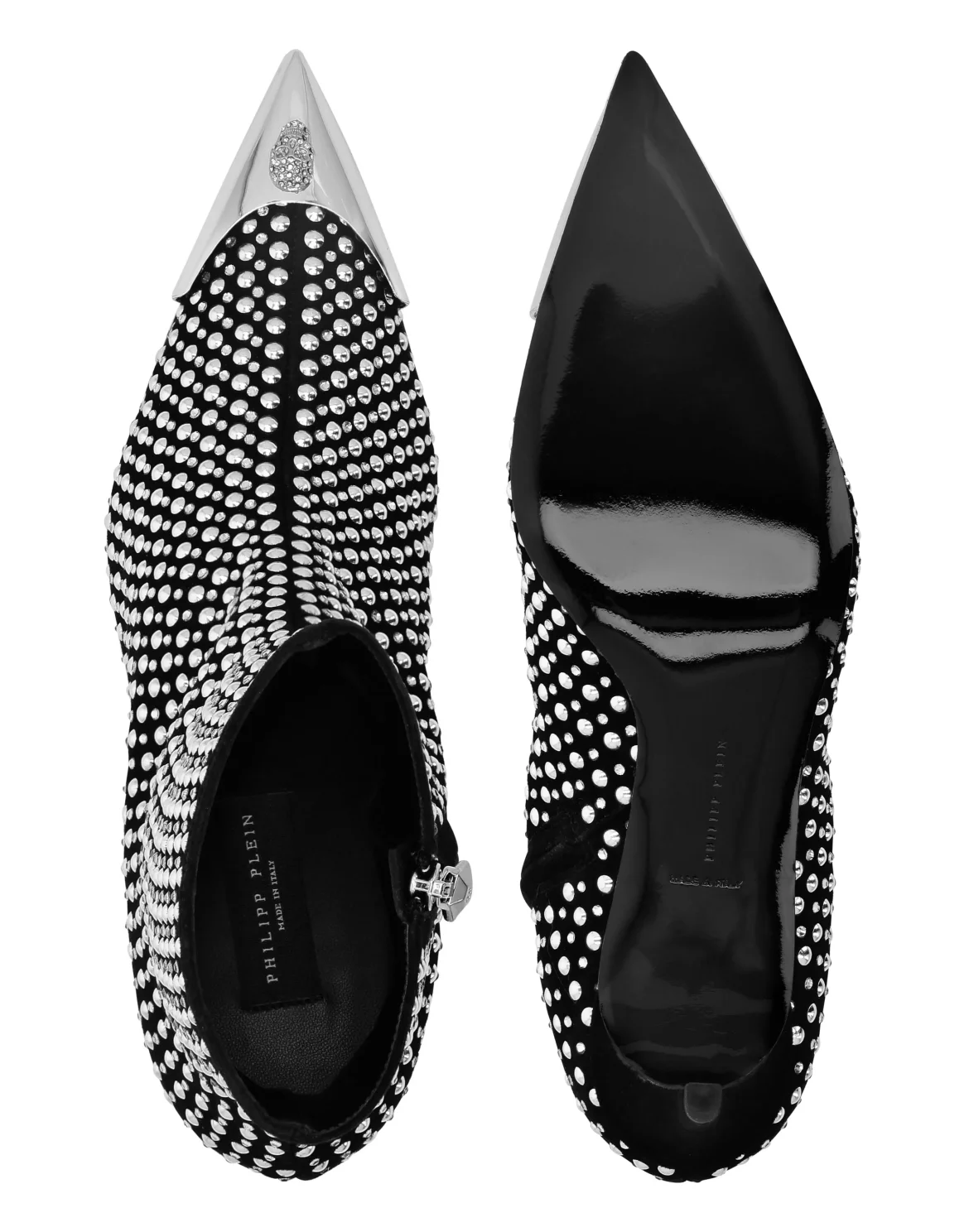 Low Heel Ankle Boots Studs and Strass Skull, цвет: Черный