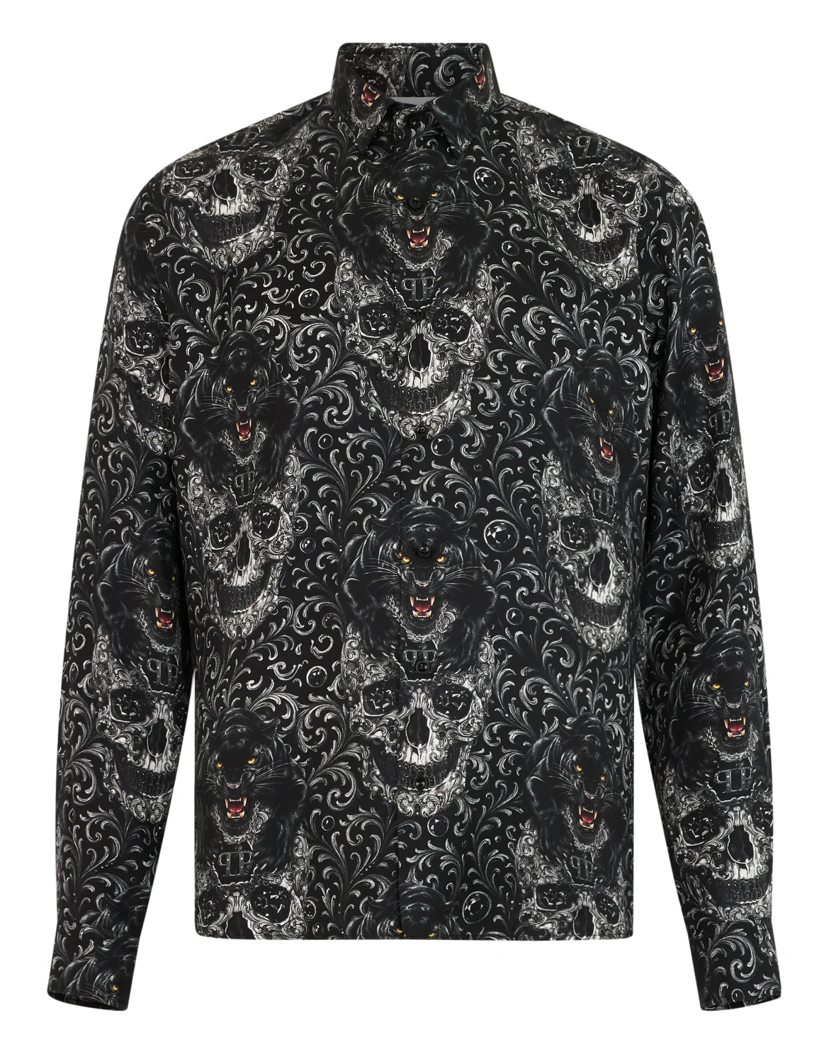Silk Shirt All-Over Panther Skull, цвет: Черный