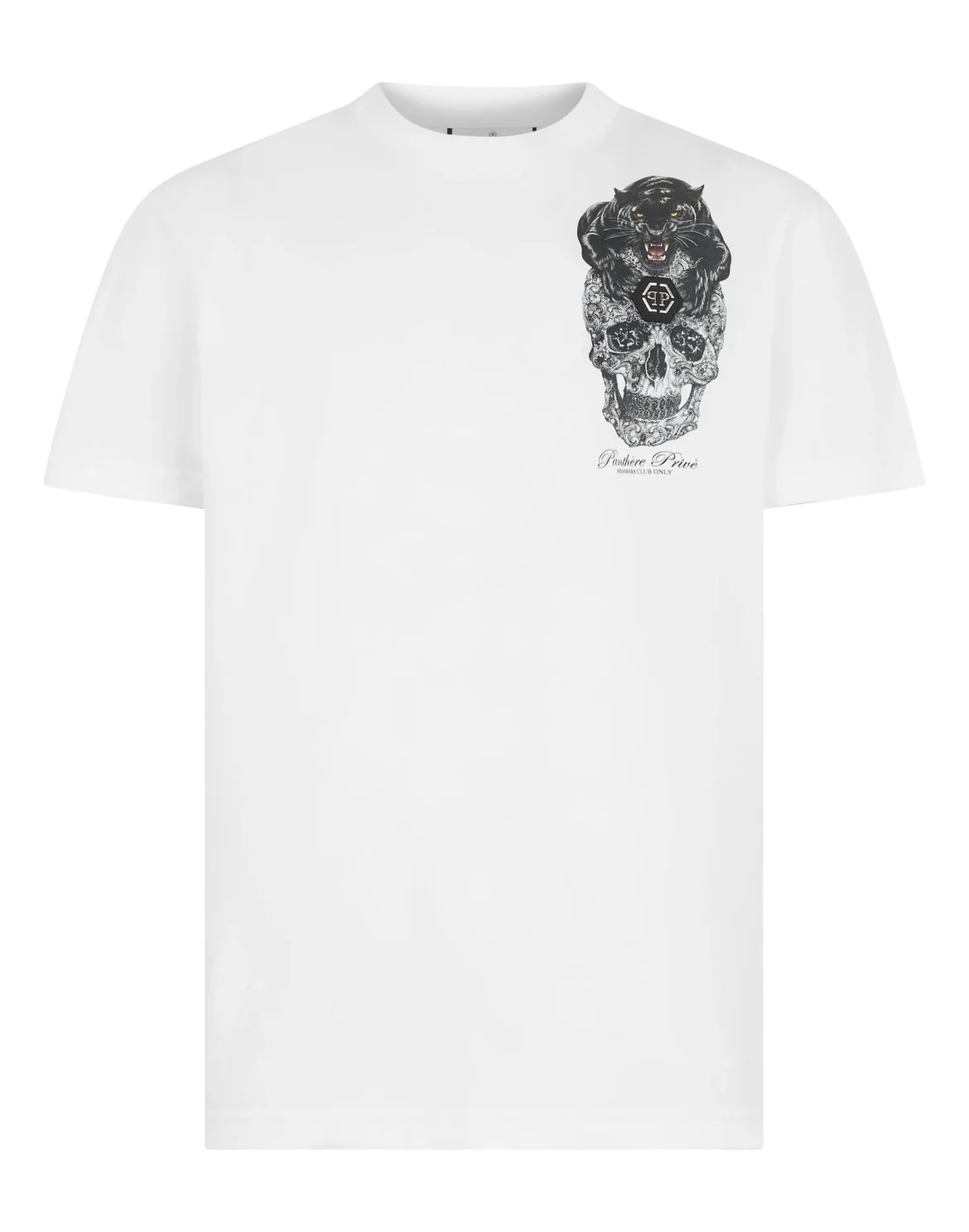 Round Neck T-Shirt Panther Skull, цвет: Белый