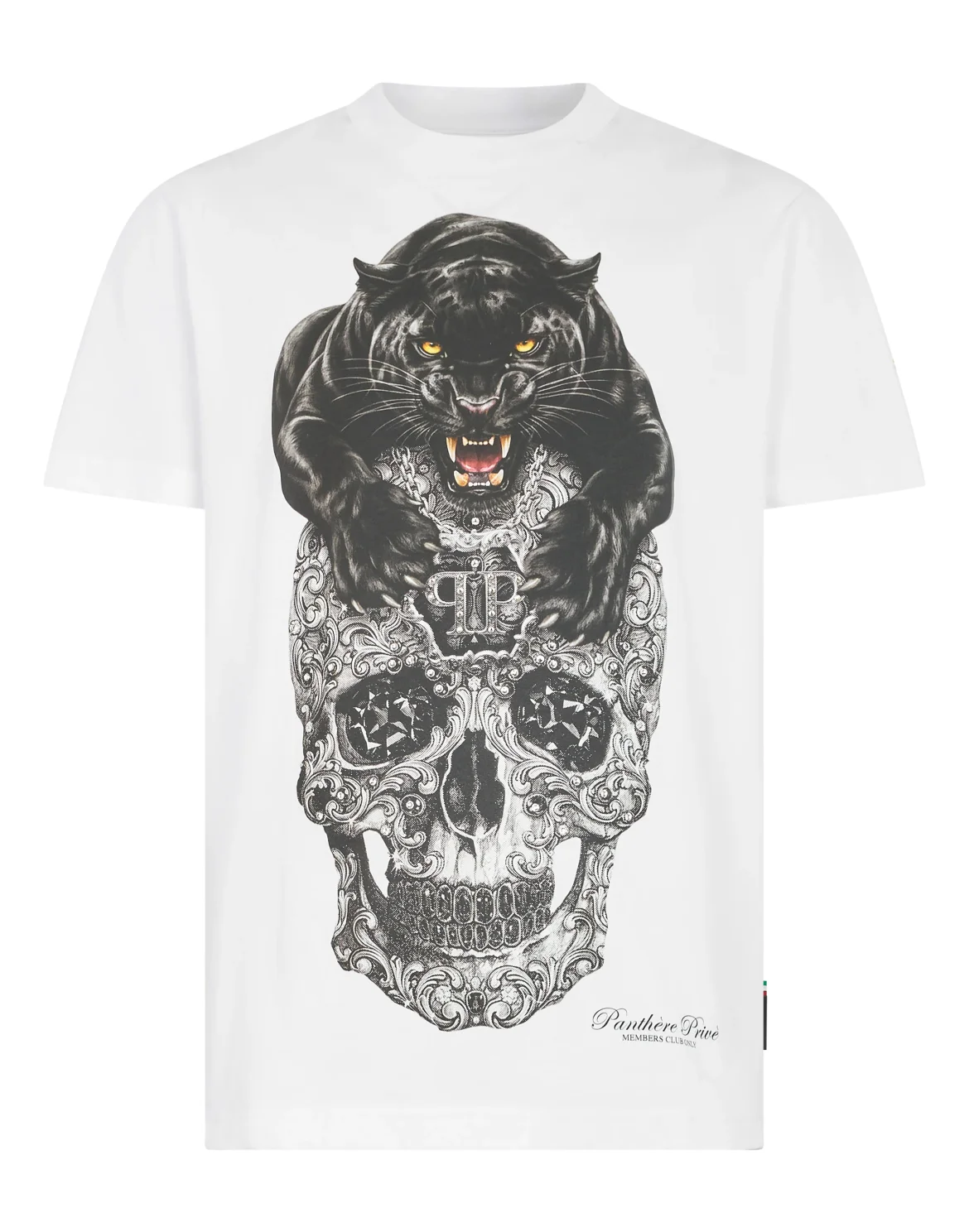 Round Neck T-Shirt Panther Skull, цвет: Белый
