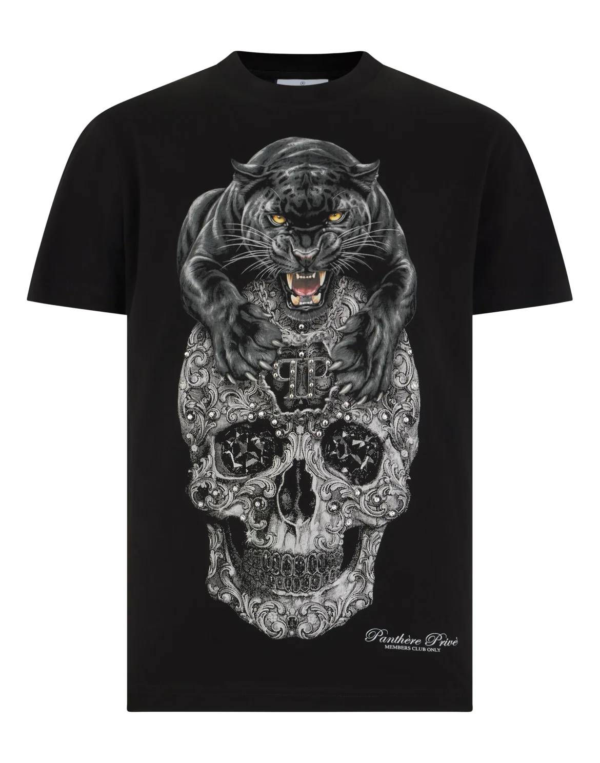 Round Neck T-Shirt Panther Skull, цвет: Черный