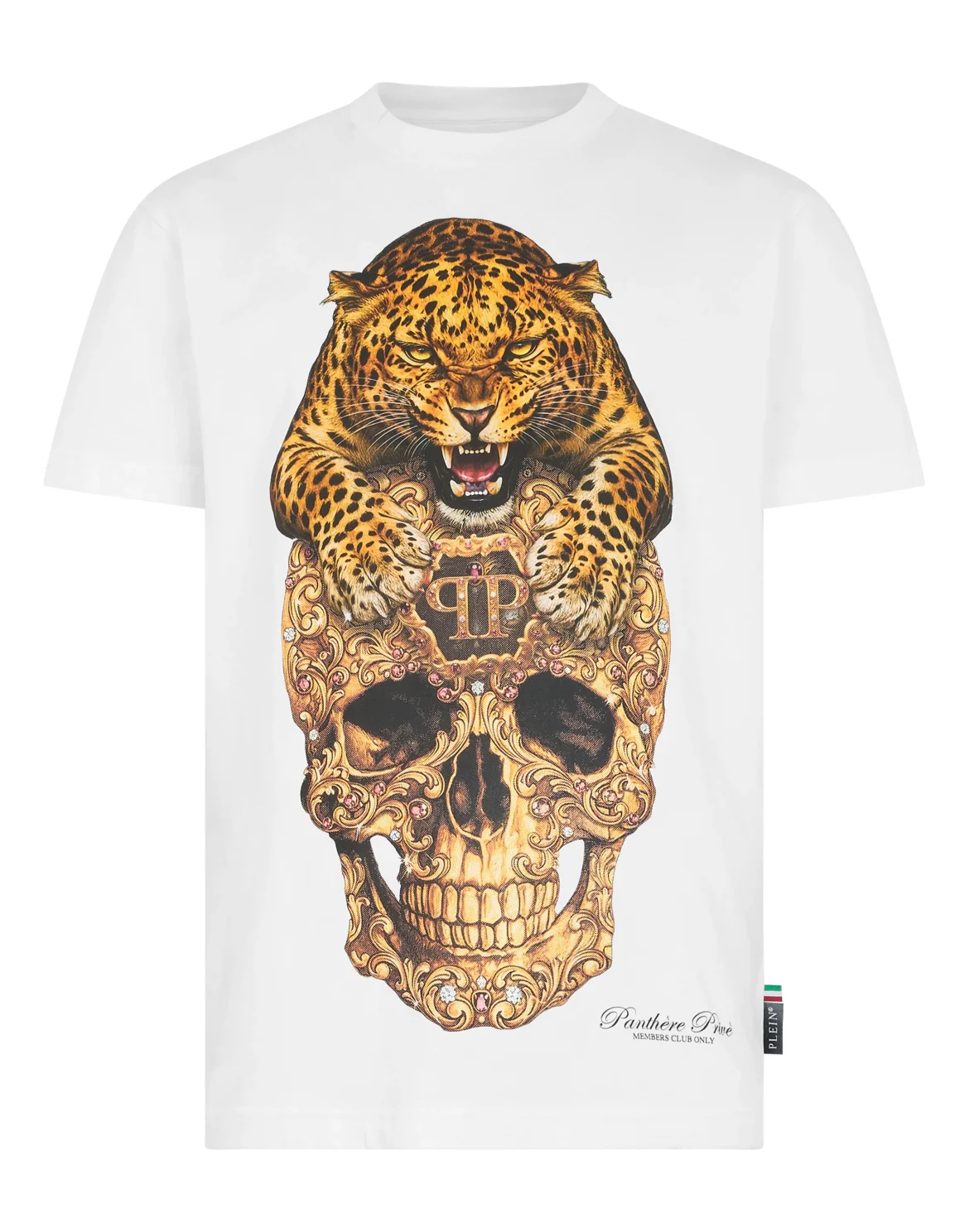 Round Neck T-Shirt Leopard Skull, цвет: Белый