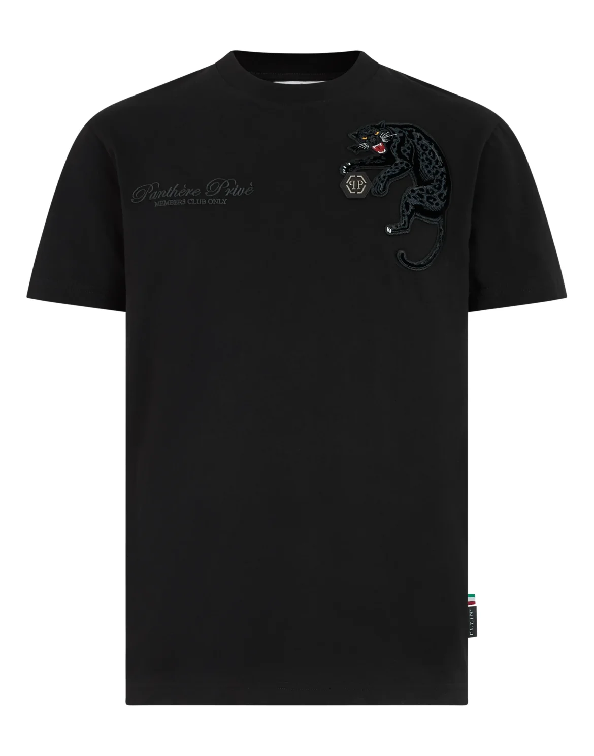 Round Neck T-Shirt Panther Chest Patch, цвет: Черный