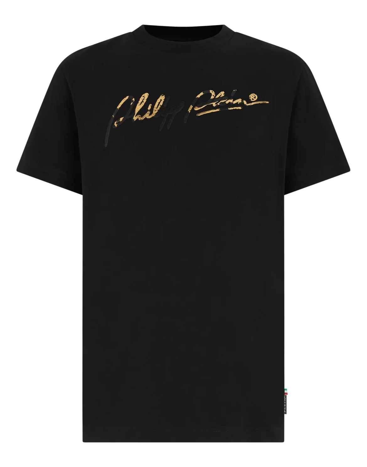 Round Neck T-Shirt Golden Signature, цвет: Черный