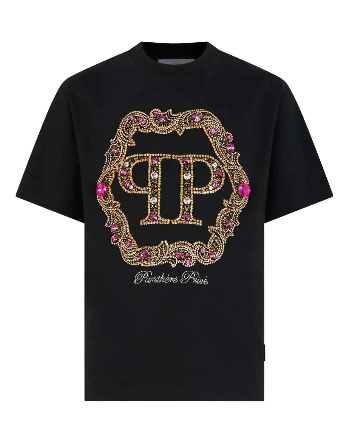 Round Neck T-Shirt Baroque Logo Stones, цвет: Черный