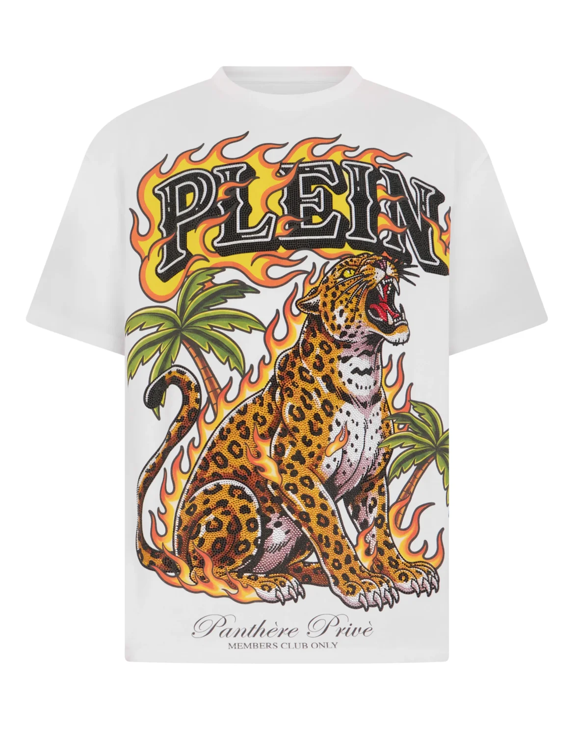 Round Neck T-Shirt Urban Jungle Leopard Stones, цвет: Белый